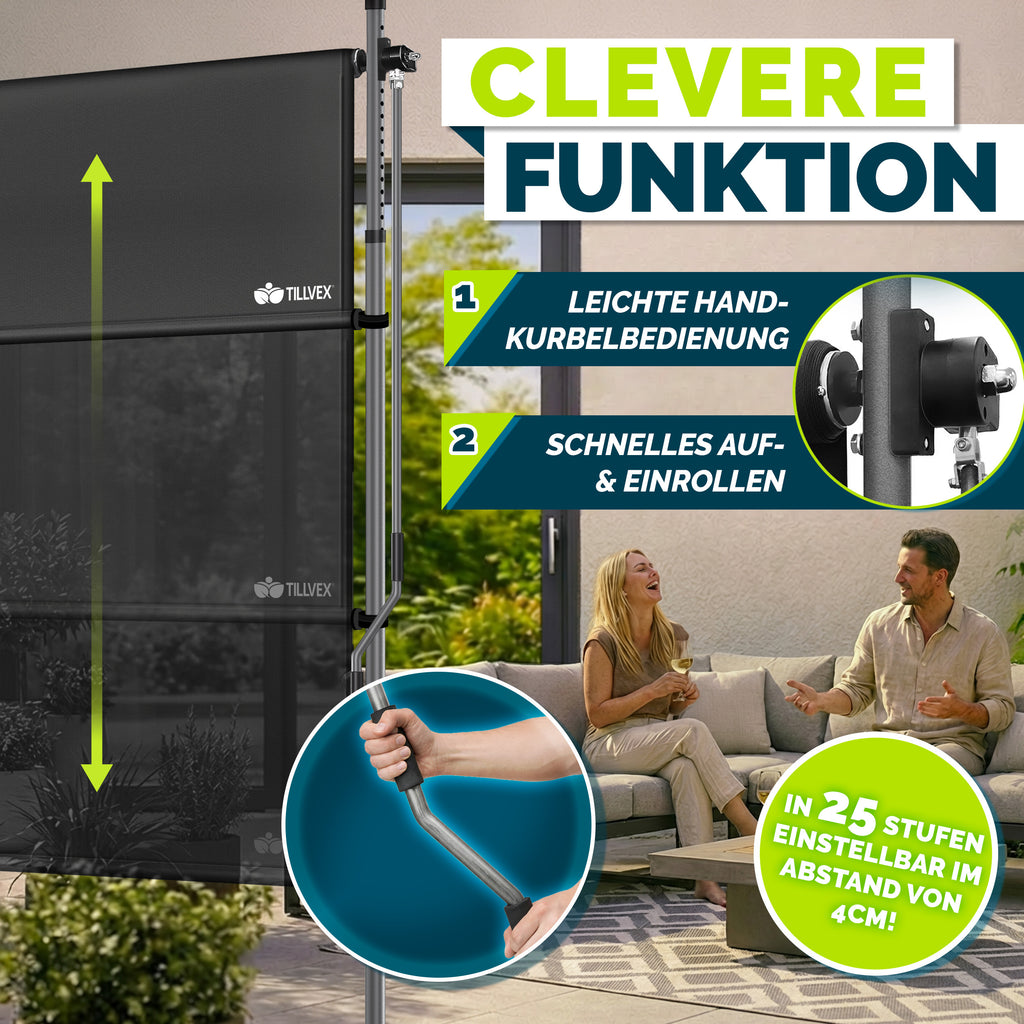 Balkonmarkise, Grau für Balkon und Terrasse – Detailansicht 23