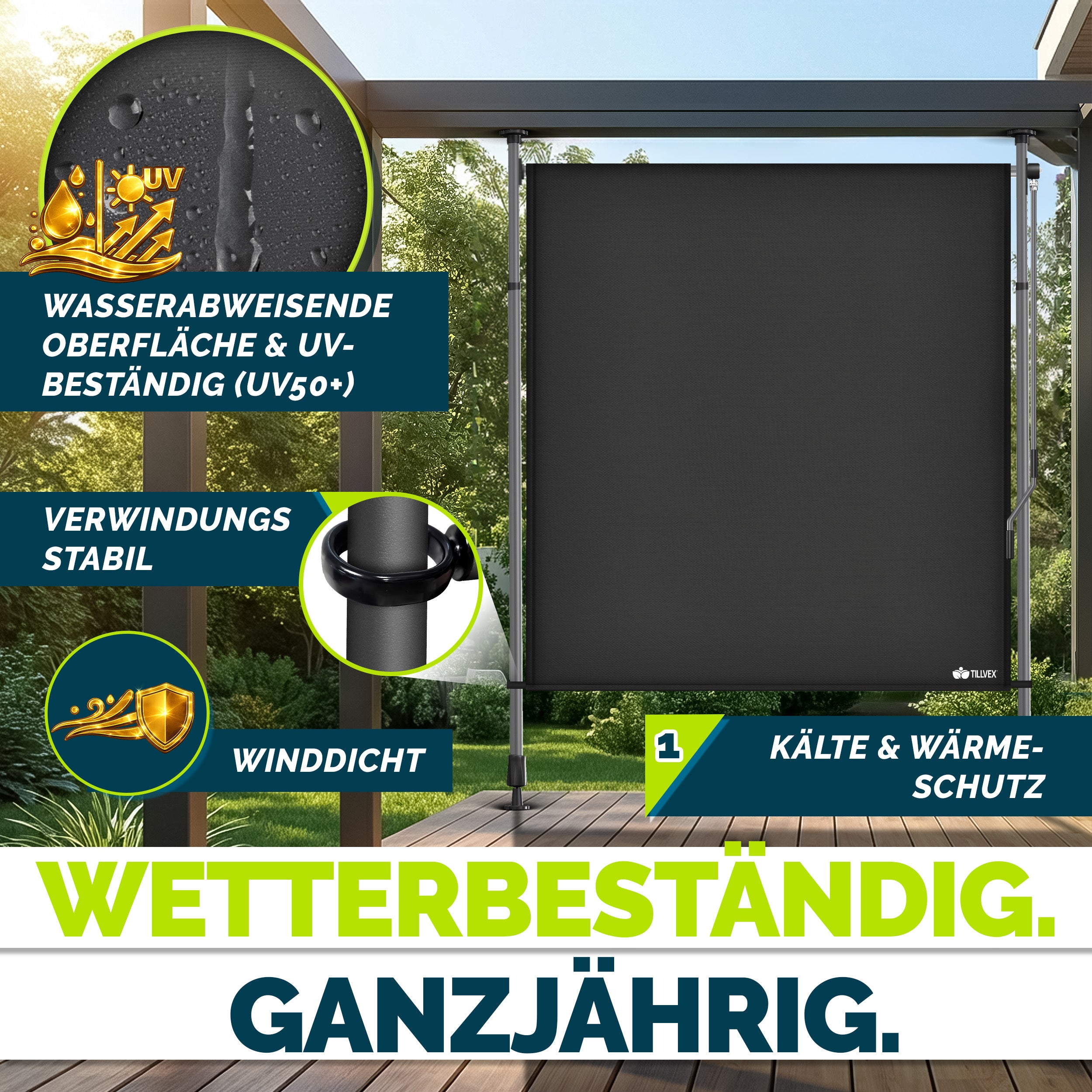 Balkonmarkise, Grau für Balkon und Terrasse – Detailansicht 24