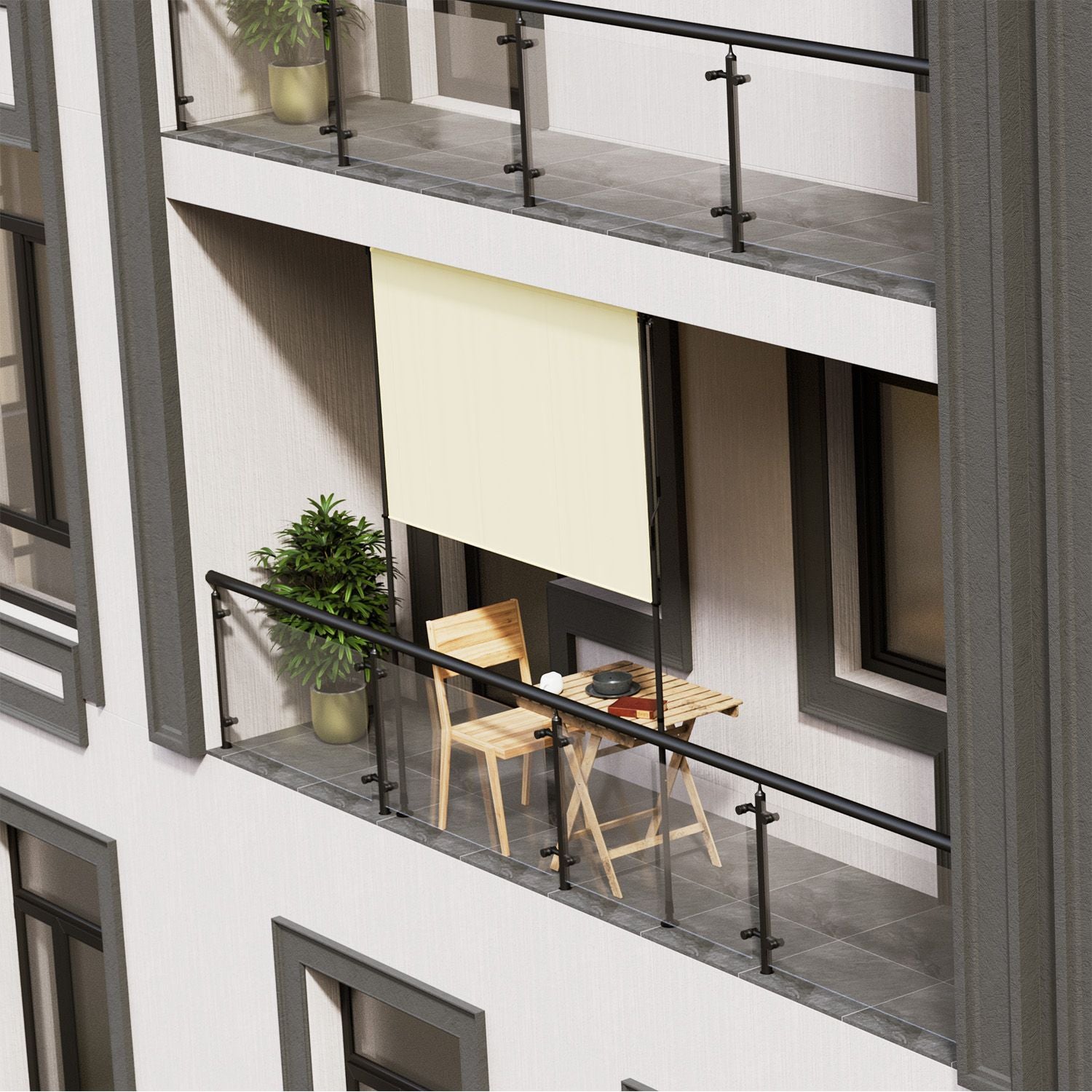 Balkonmarkise, grau für Garten und Balkon – Hauptansicht