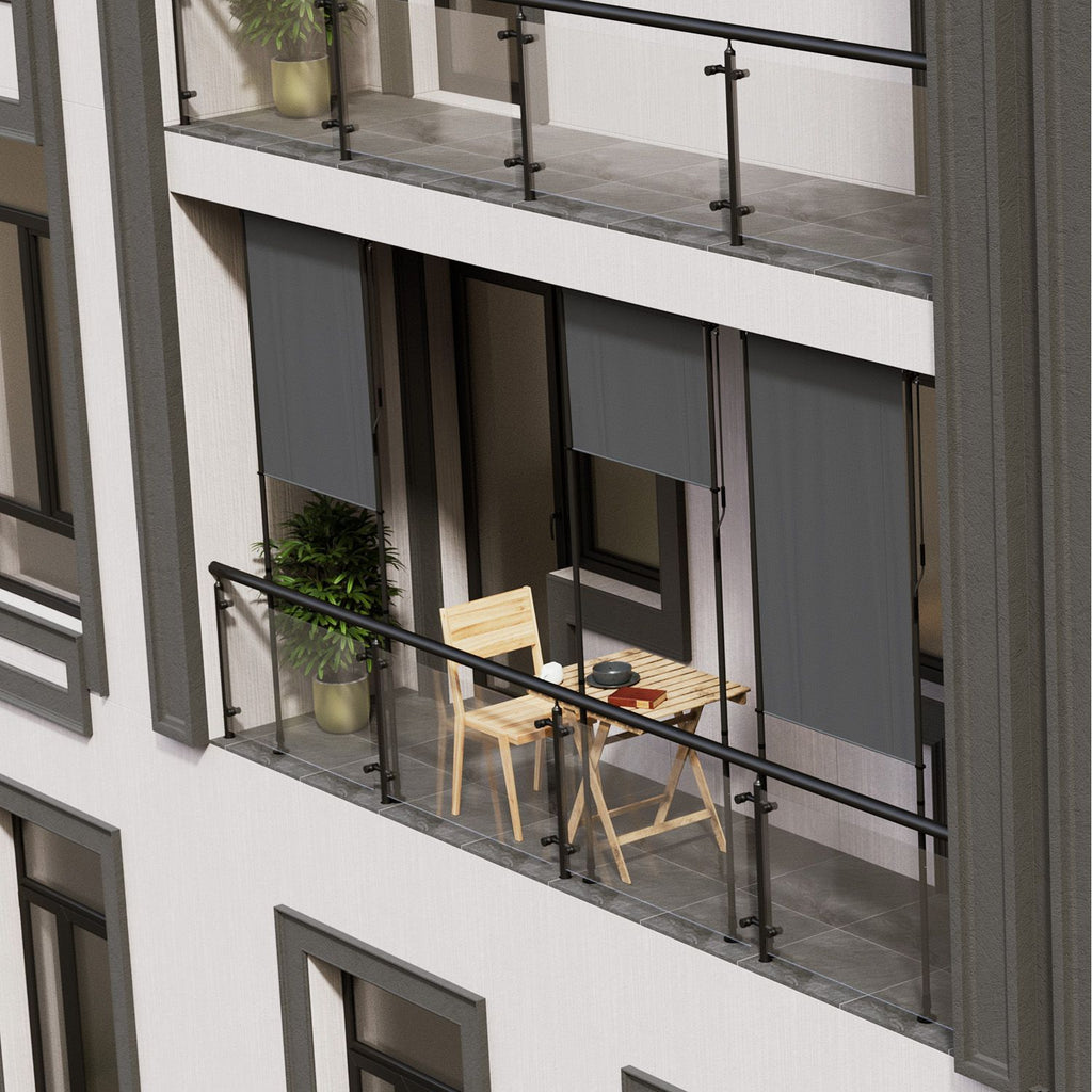 Balkonmarkise, grau für Garten und Balkon – Detailansicht 3