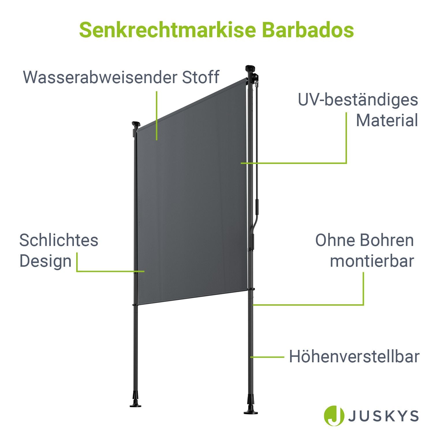 Balkonmarkise, grau für Garten und Balkon – Detailansicht 4