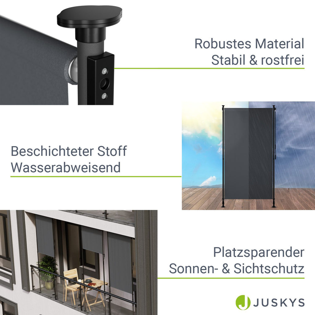Balkonmarkise, grau für Garten und Balkon – Detailansicht 6