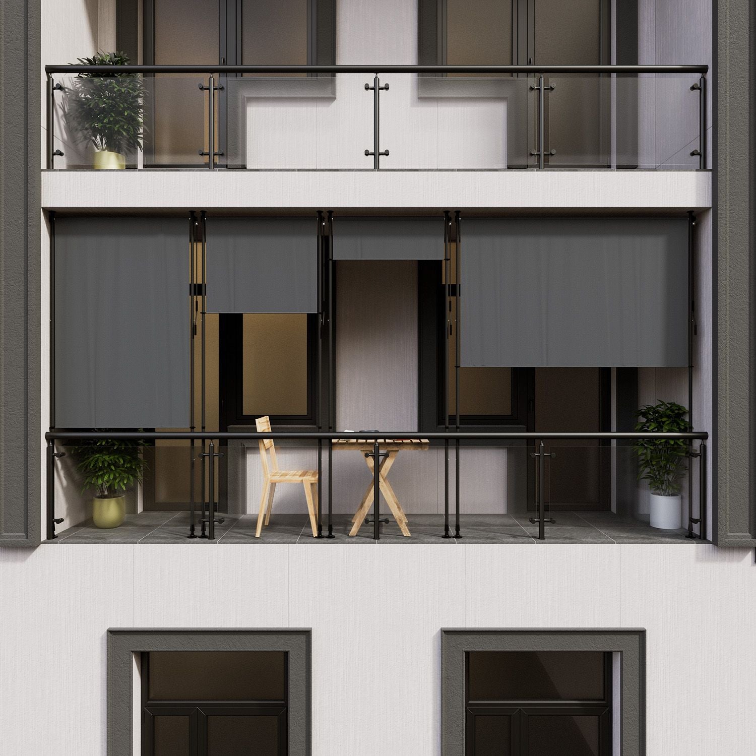 Balkonmarkise, grau für Garten und Balkon – Detailansicht 7