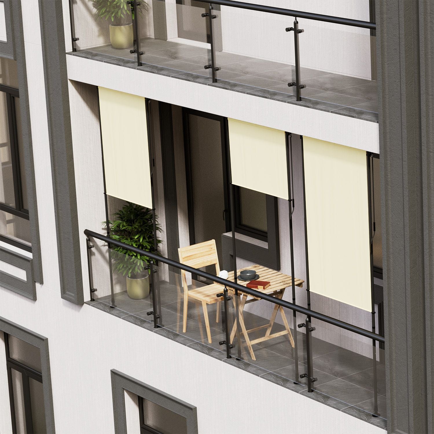 Balkonmarkise, grau für Garten und Balkon – Detailansicht 13
