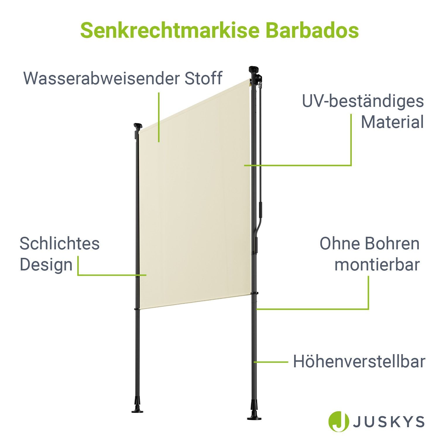 Balkonmarkise, grau für Garten und Balkon – Detailansicht 14