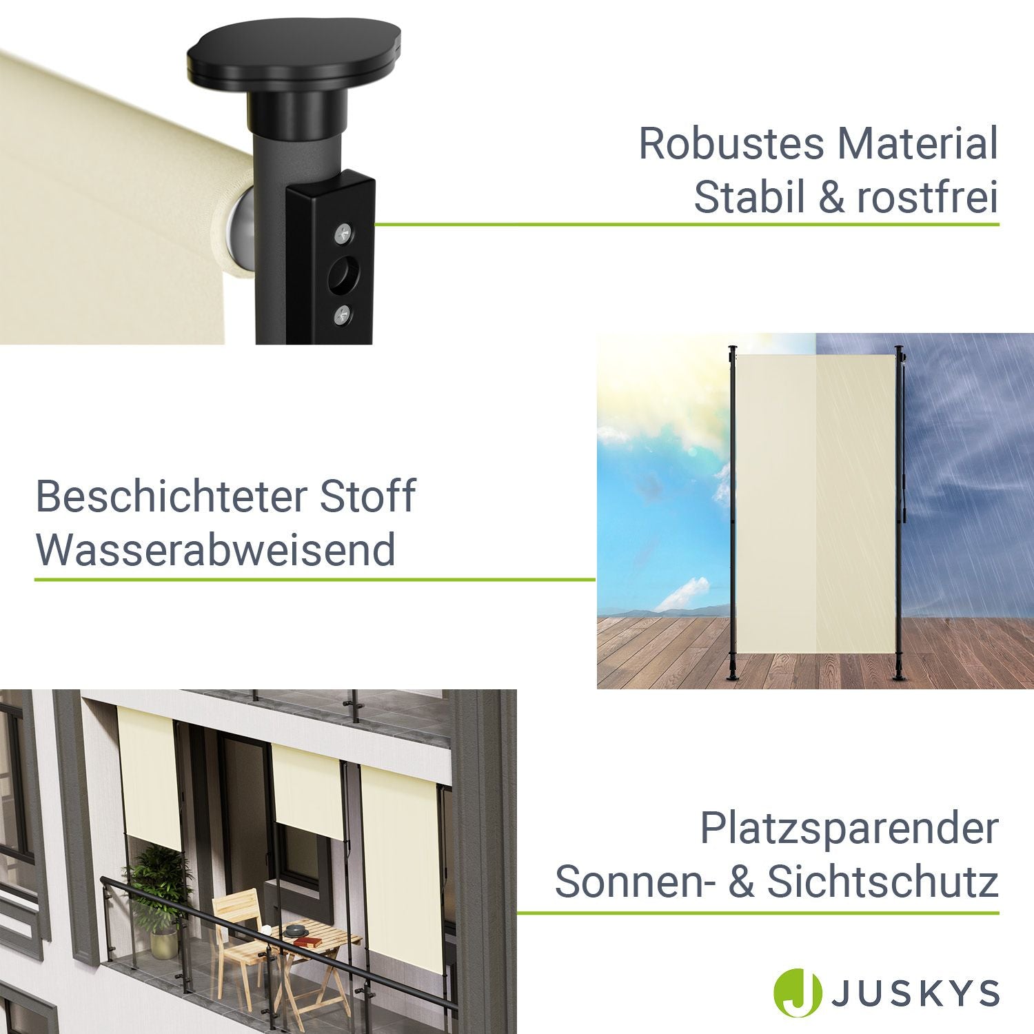 Balkonmarkise, grau für Garten und Balkon – Detailansicht 16