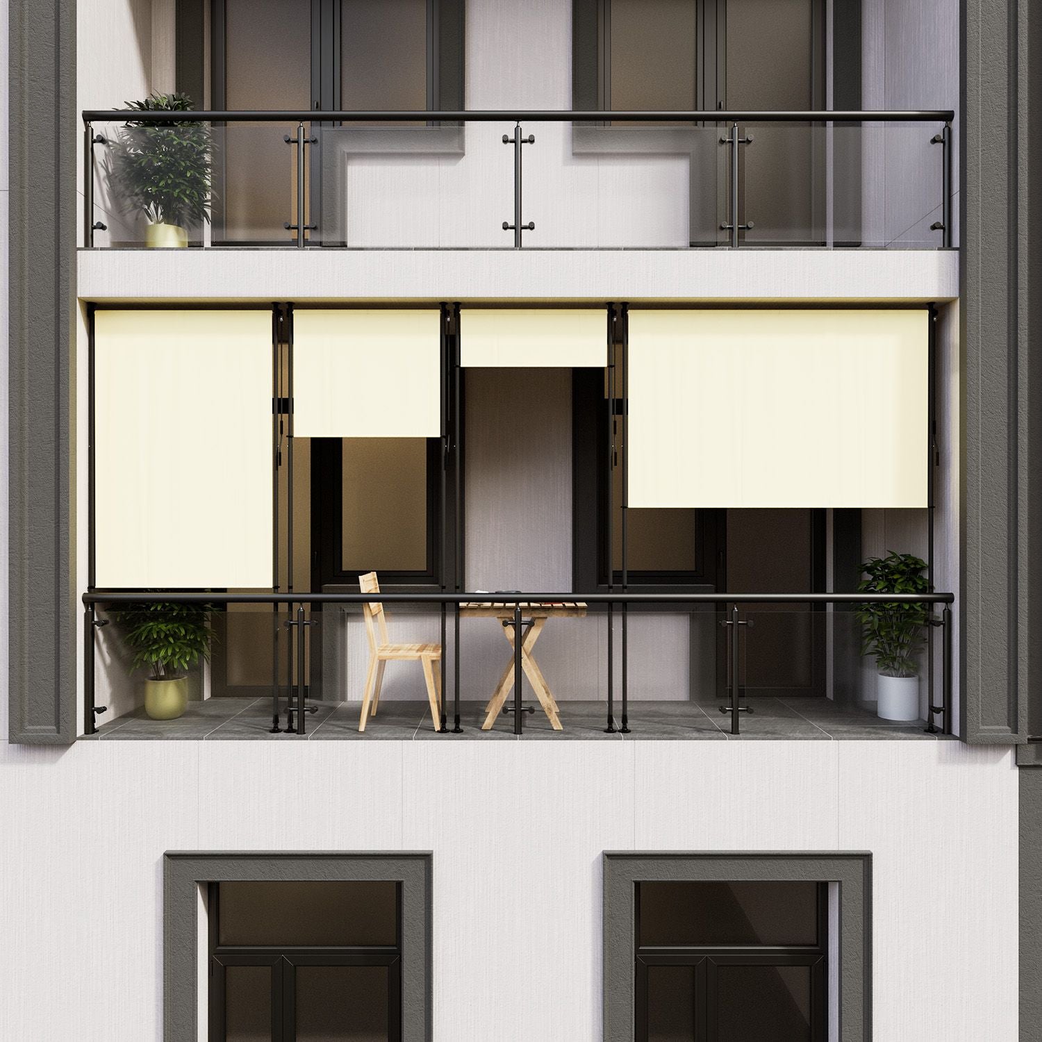 Balkonmarkise, grau für Garten und Balkon – Detailansicht 17