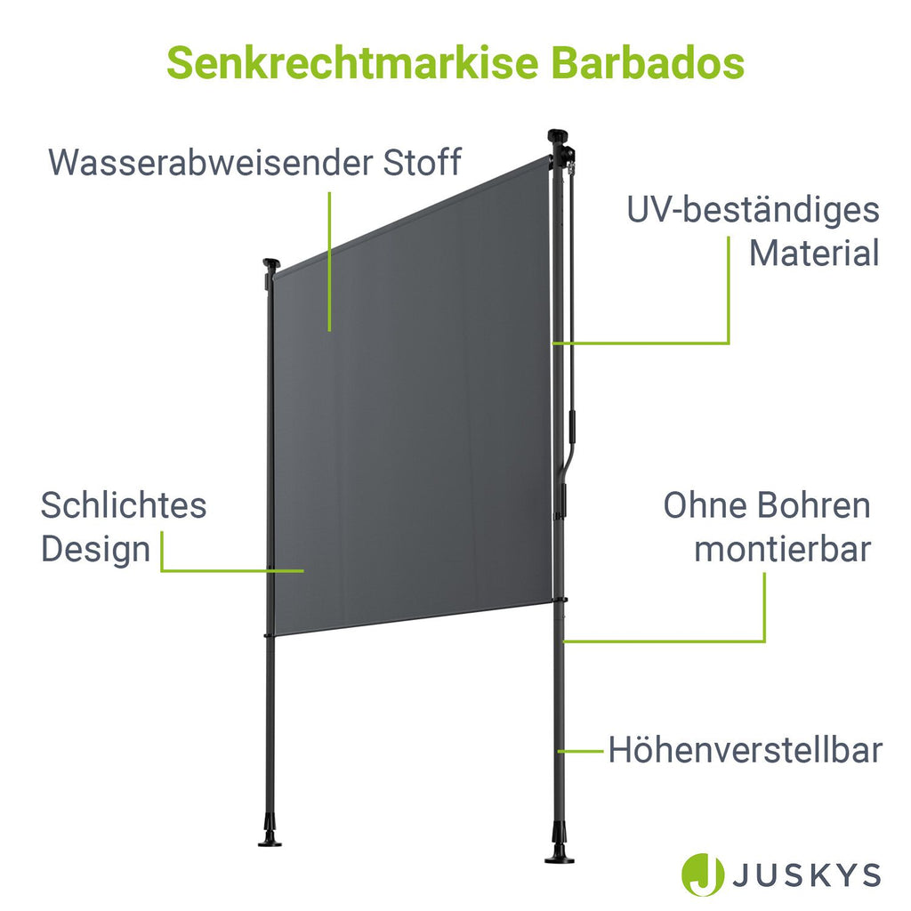 Balkonmarkise, grau für Garten und Balkon – Detailansicht 24