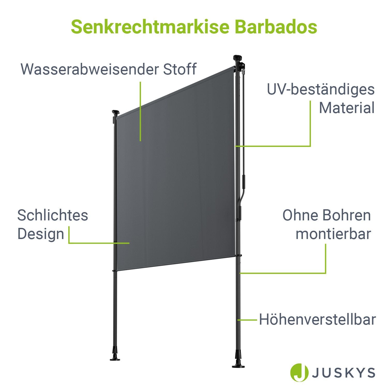 Balkonmarkise, grau für Garten und Balkon – Detailansicht 24