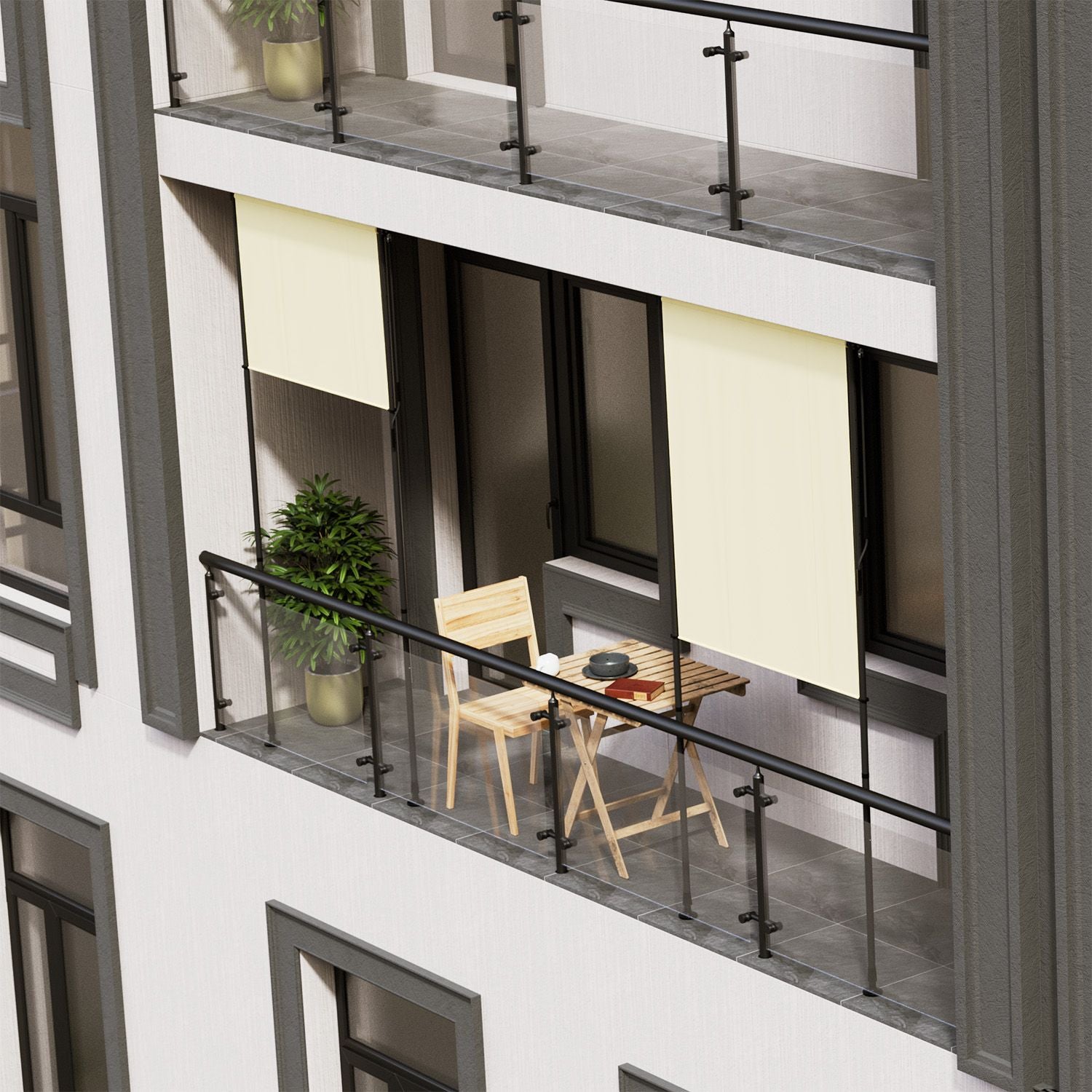Balkonmarkise, grau für Garten und Balkon – Detailansicht 30
