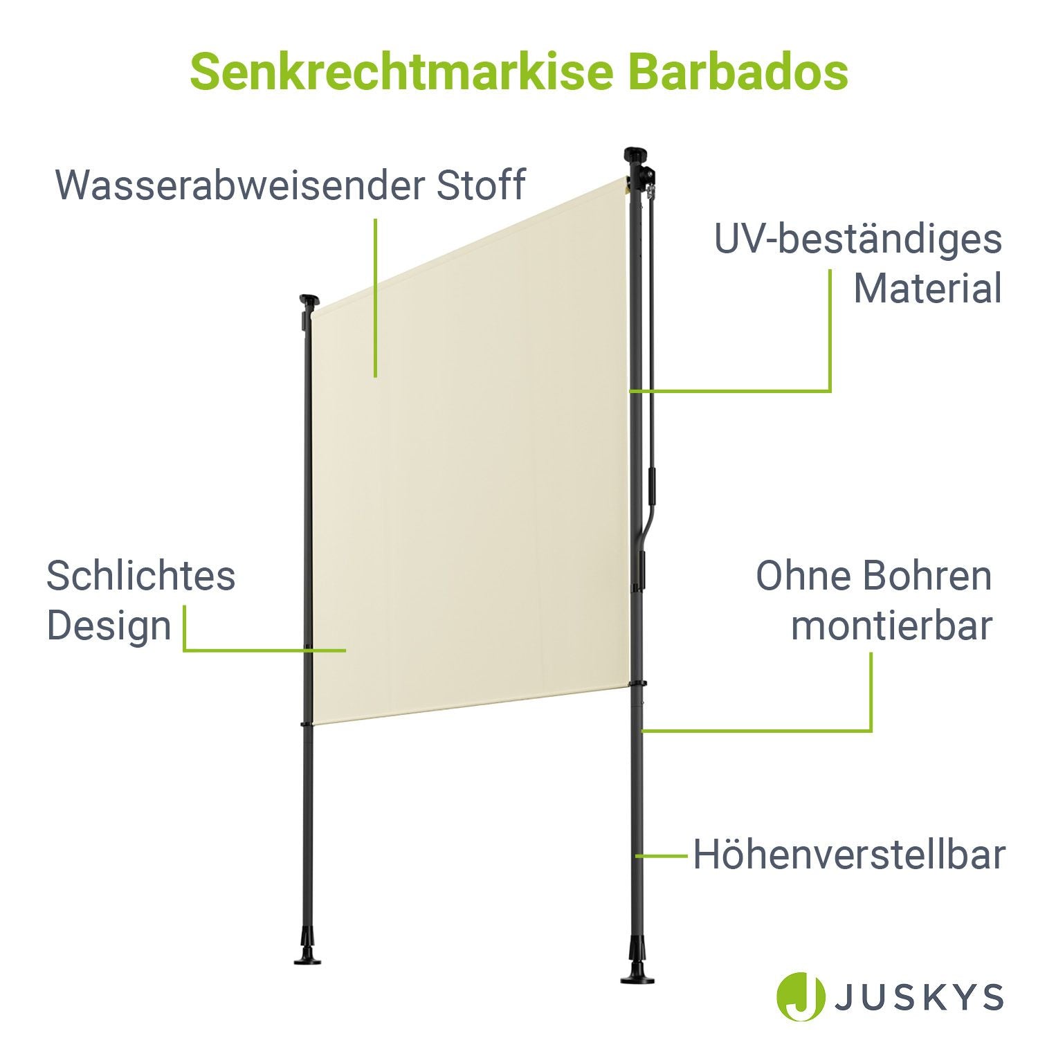 Balkonmarkise, grau für Garten und Balkon – Detailansicht 31
