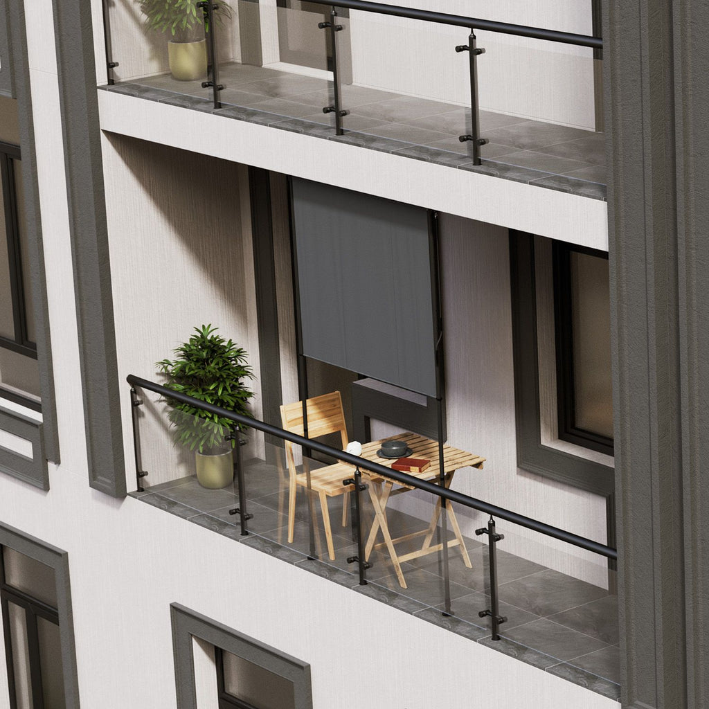 Balkonmarkise, grau für Garten und Balkon – Detailansicht 37