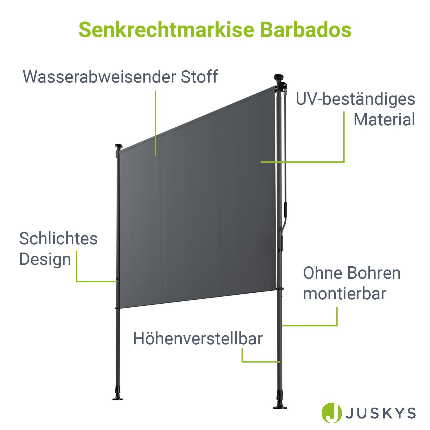 Balkonmarkise, grau für Garten und Balkon – Detailansicht 38