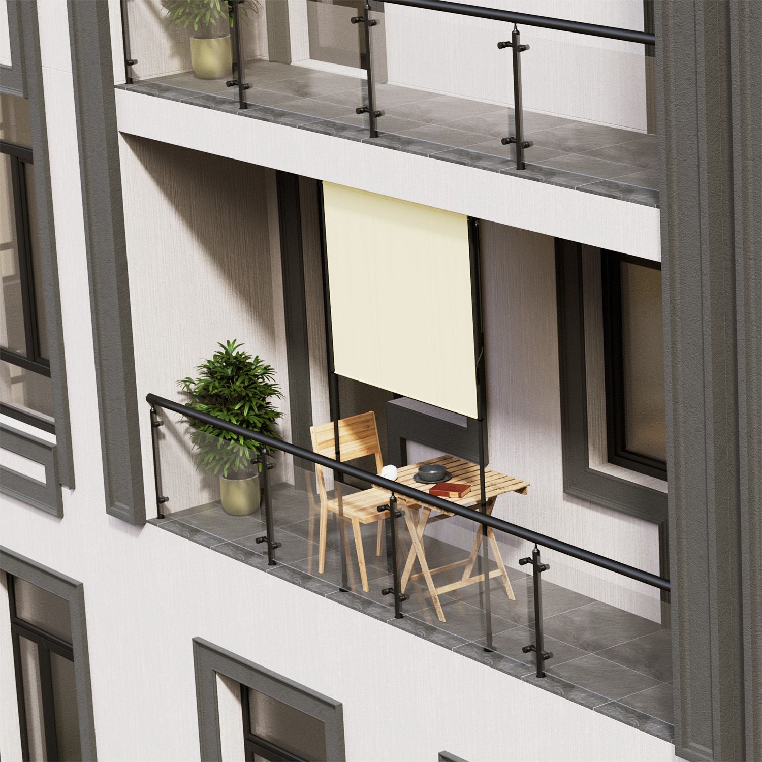 Balkonmarkise, grau für Garten und Balkon – Detailansicht 44