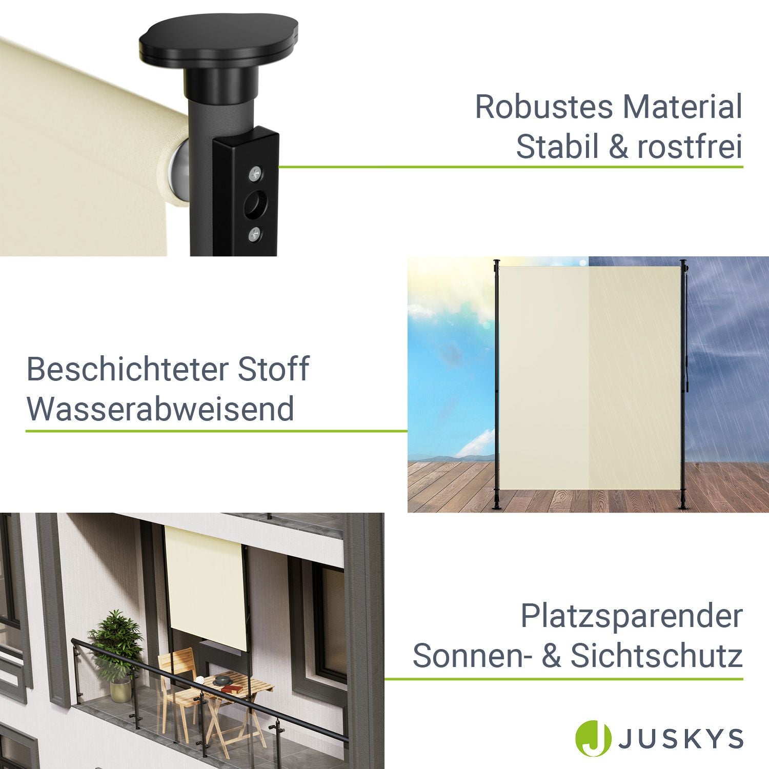 Balkonmarkise, grau für Garten und Balkon – Detailansicht 47