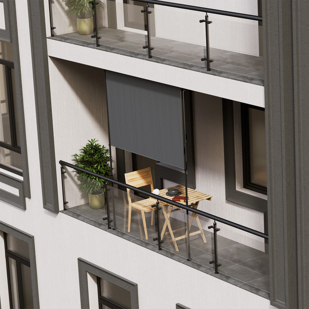 Balkonmarkise, grau für Garten und Balkon – Detailansicht 51