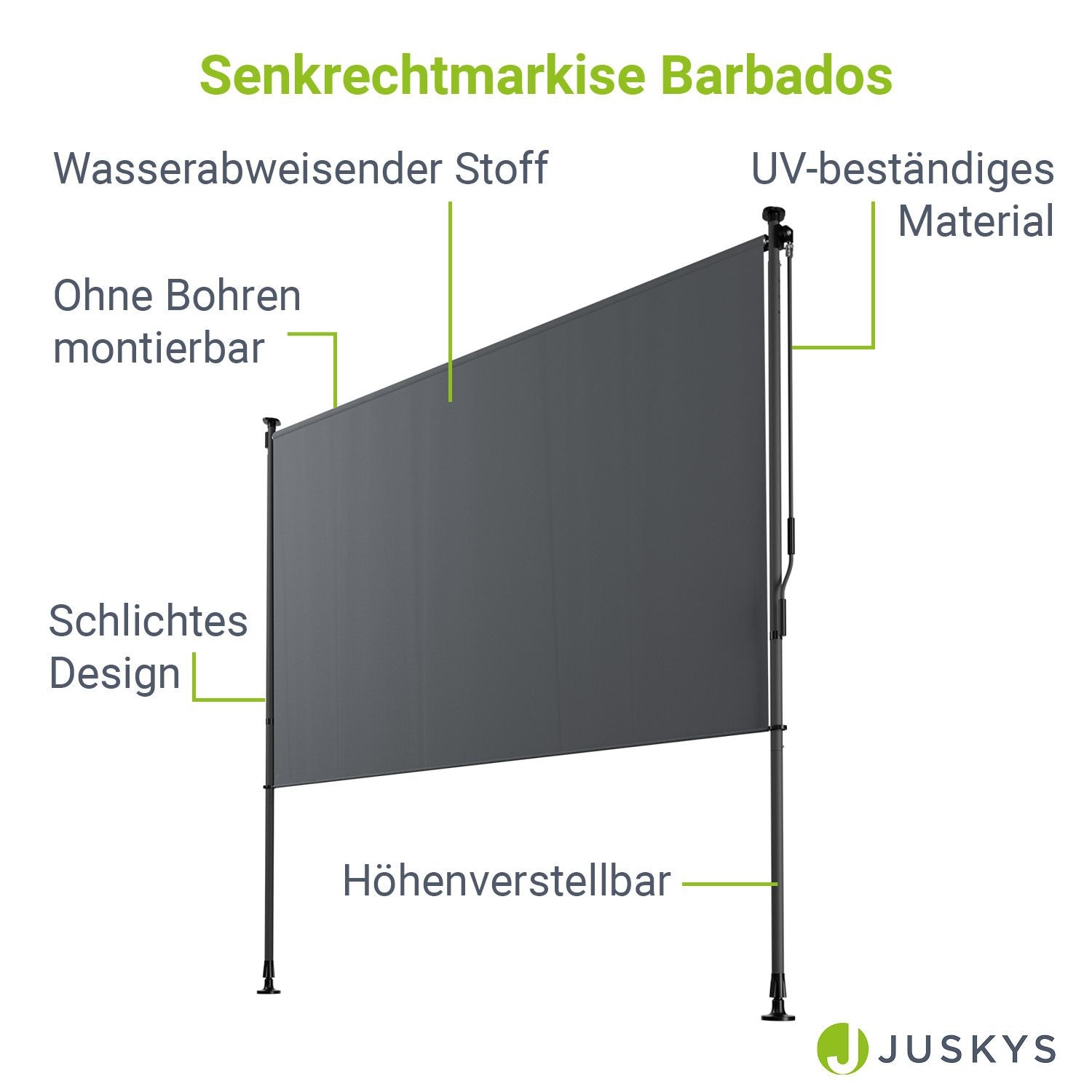 Balkonmarkise, grau für Garten und Balkon – Detailansicht 53