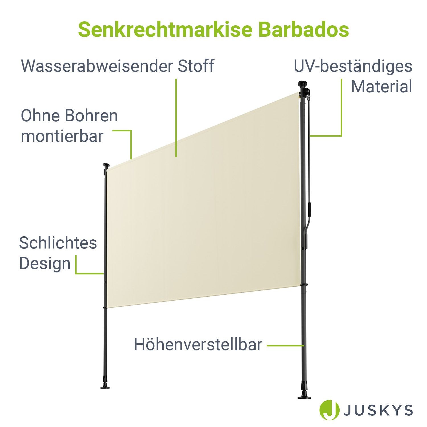 Balkonmarkise, grau für Garten und Balkon – Detailansicht 56