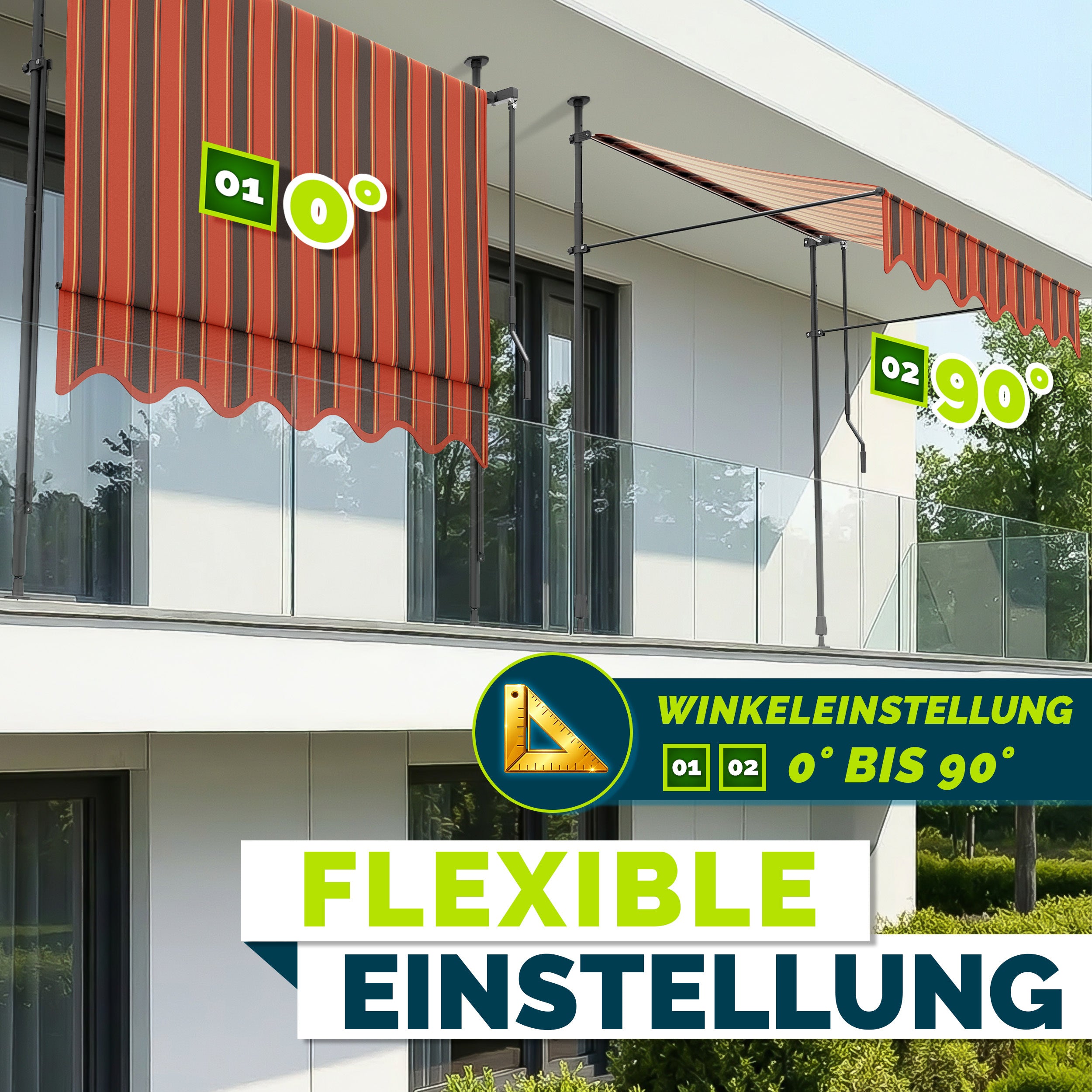 Balkonmarkise, Hellgrau für Garten und Balkon – Detailansicht 2