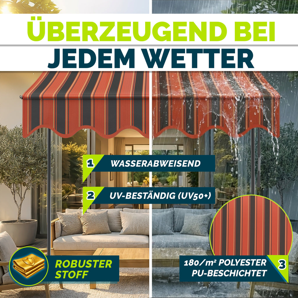 Balkonmarkise, Hellgrau für Garten und Balkon – Detailansicht 4