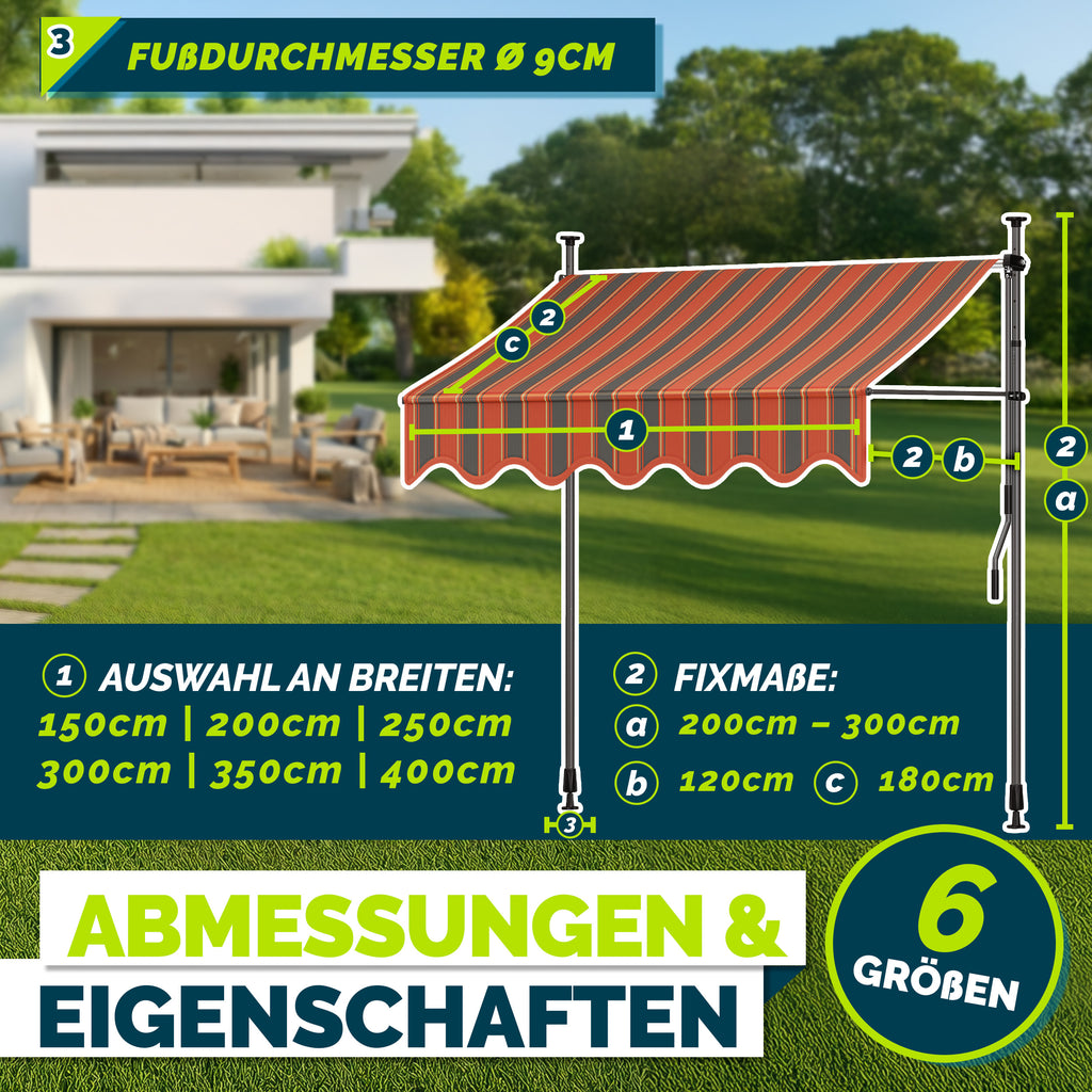 Balkonmarkise, Hellgrau für Garten und Balkon – Detailansicht 6