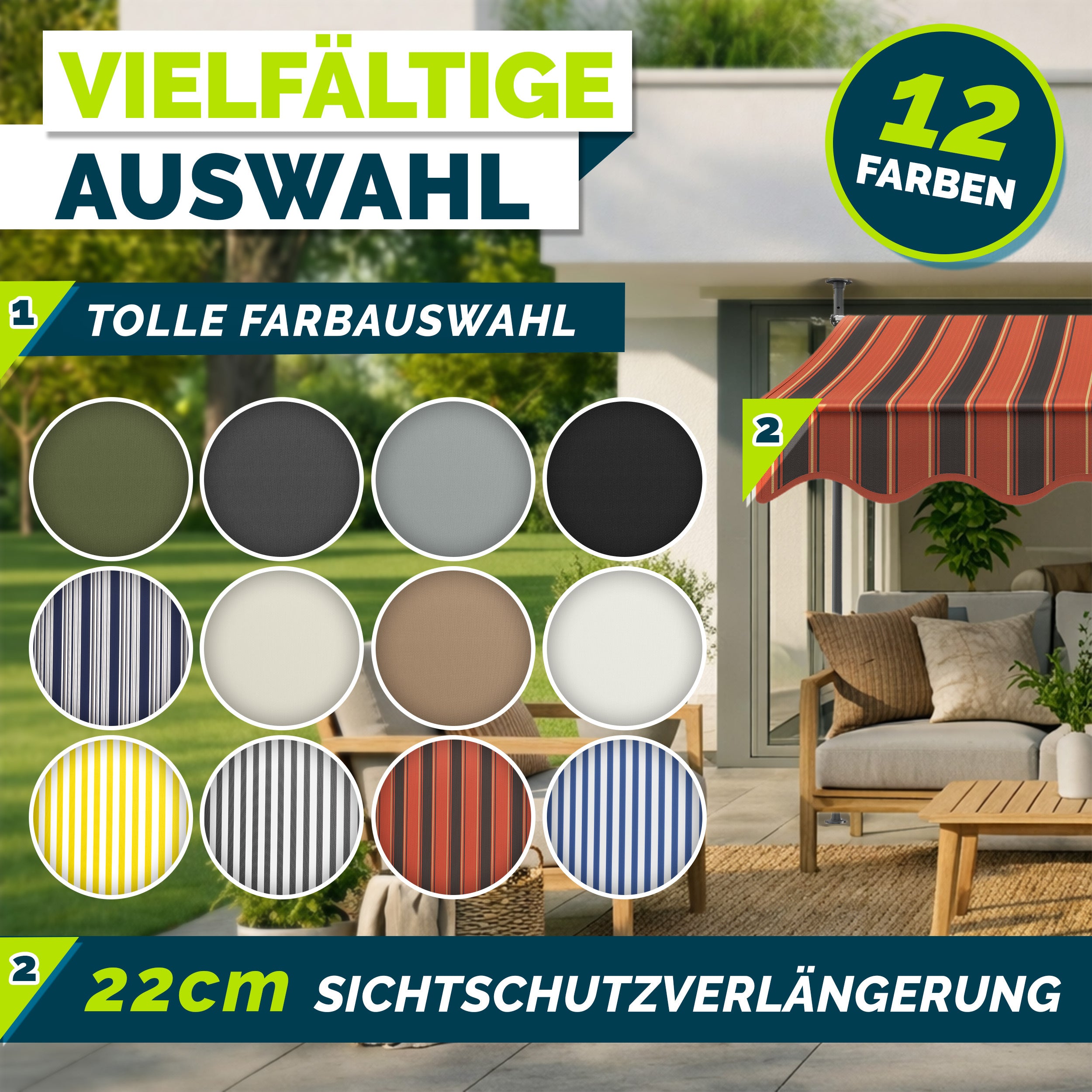 Balkonmarkise, Hellgrau für Garten und Balkon – Detailansicht 7