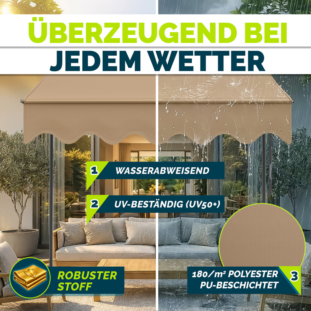Balkonmarkise, Hellgrau für Garten und Balkon – Detailansicht 10