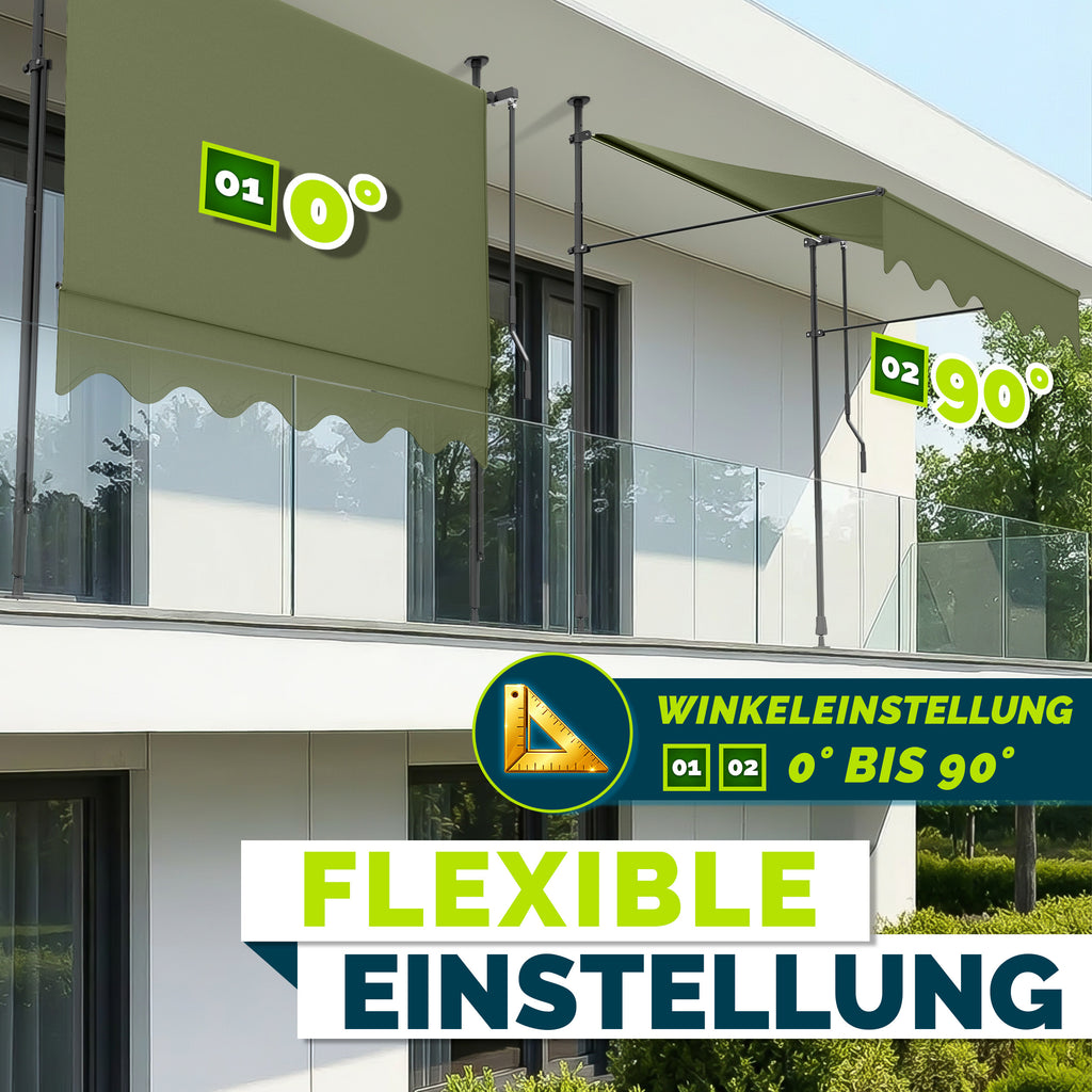 Balkonmarkise, Hellgrau für Garten und Balkon – Detailansicht 14