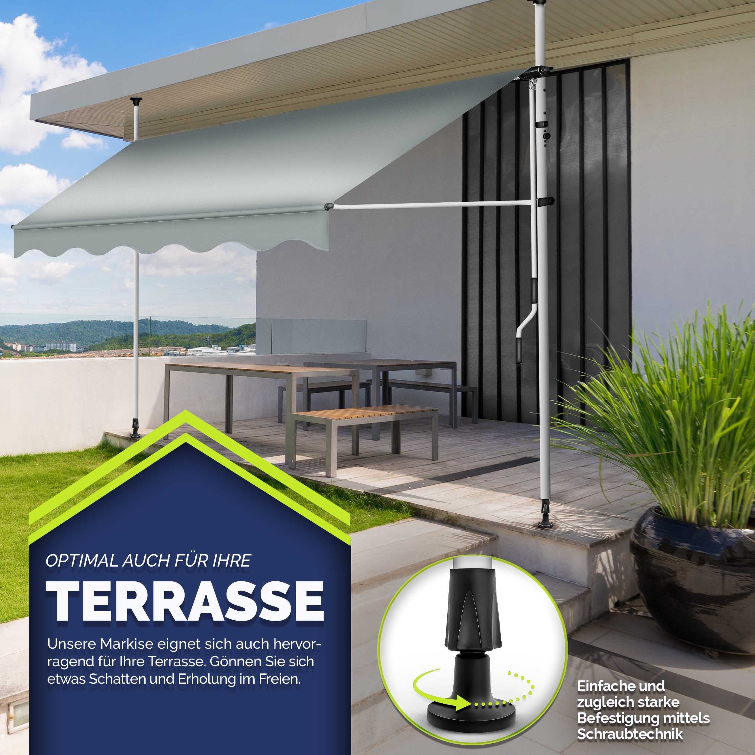 Balkonmarkise, Hellgrau für Garten und Balkon – Detailansicht 18