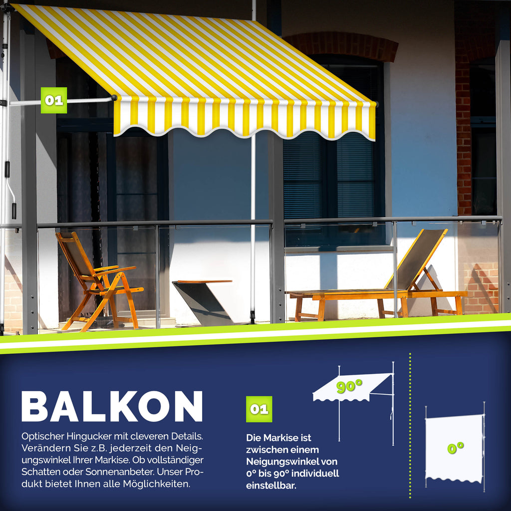 Balkonmarkise, Hellgrau für Garten und Balkon – Detailansicht 24