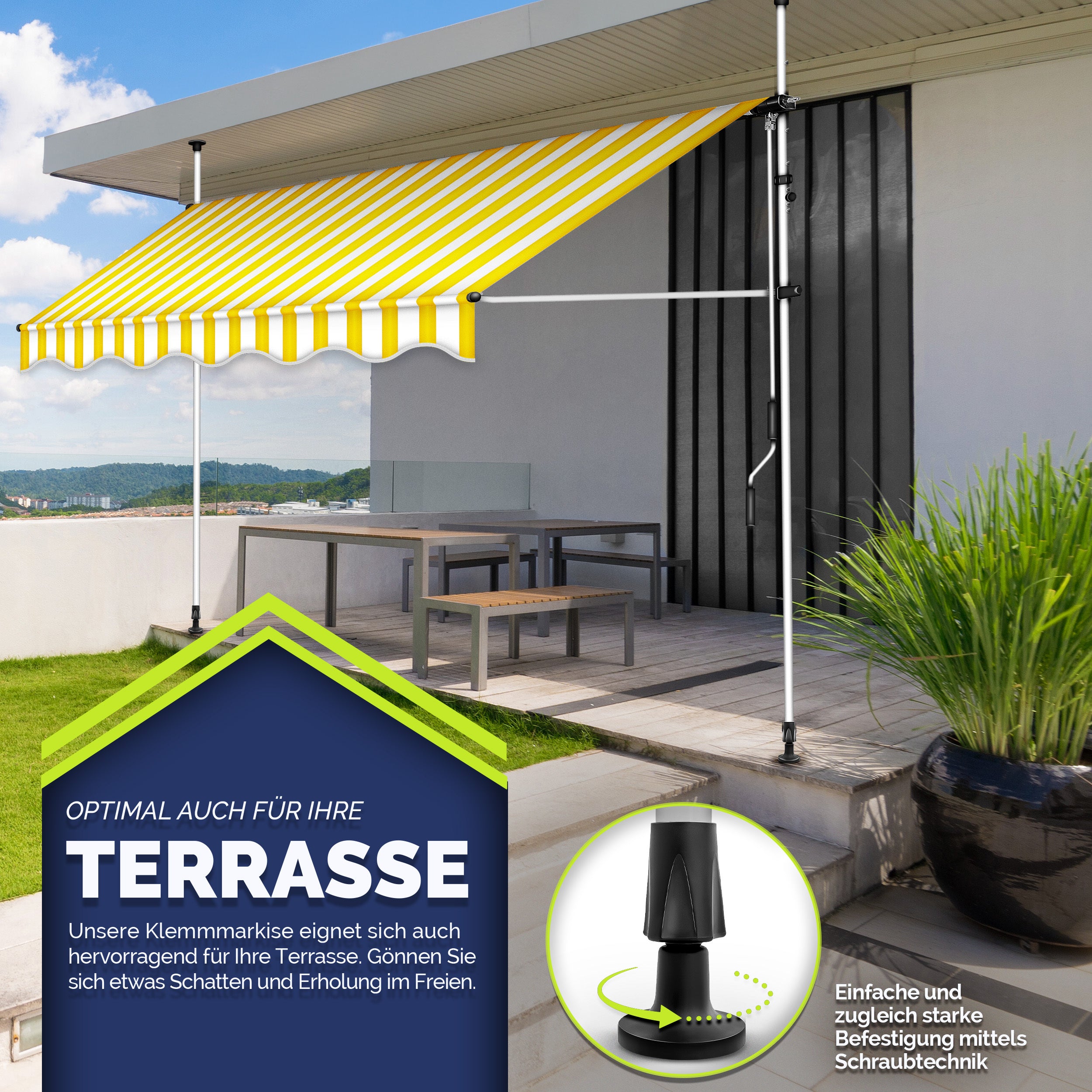 Balkonmarkise, Hellgrau für Garten und Balkon – Detailansicht 26