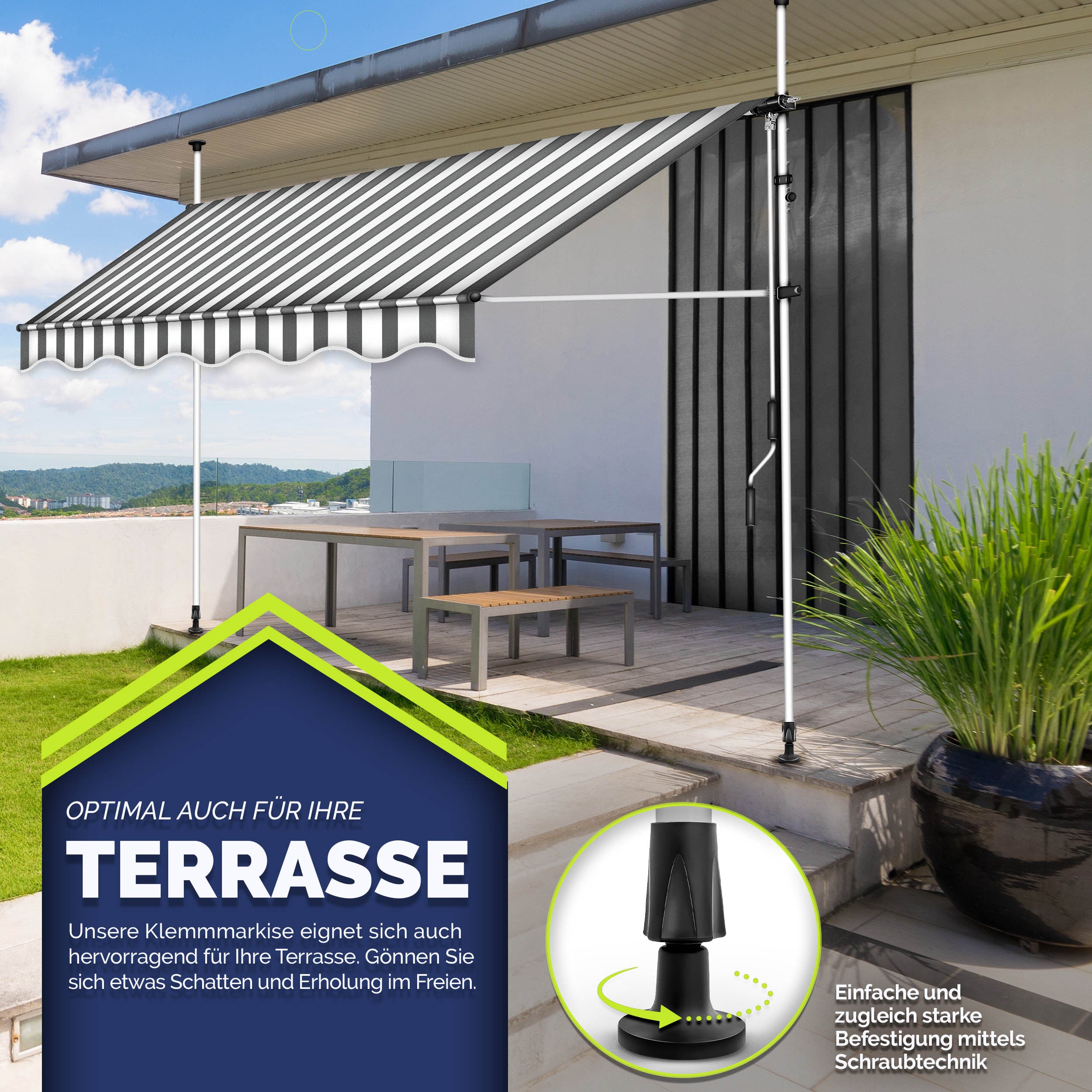 Balkonmarkise, Hellgrau für Garten und Balkon – Detailansicht 36