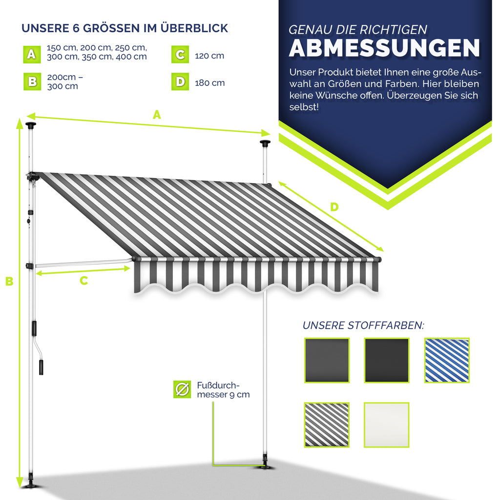 Balkonmarkise, Hellgrau für Garten und Balkon – Detailansicht 39