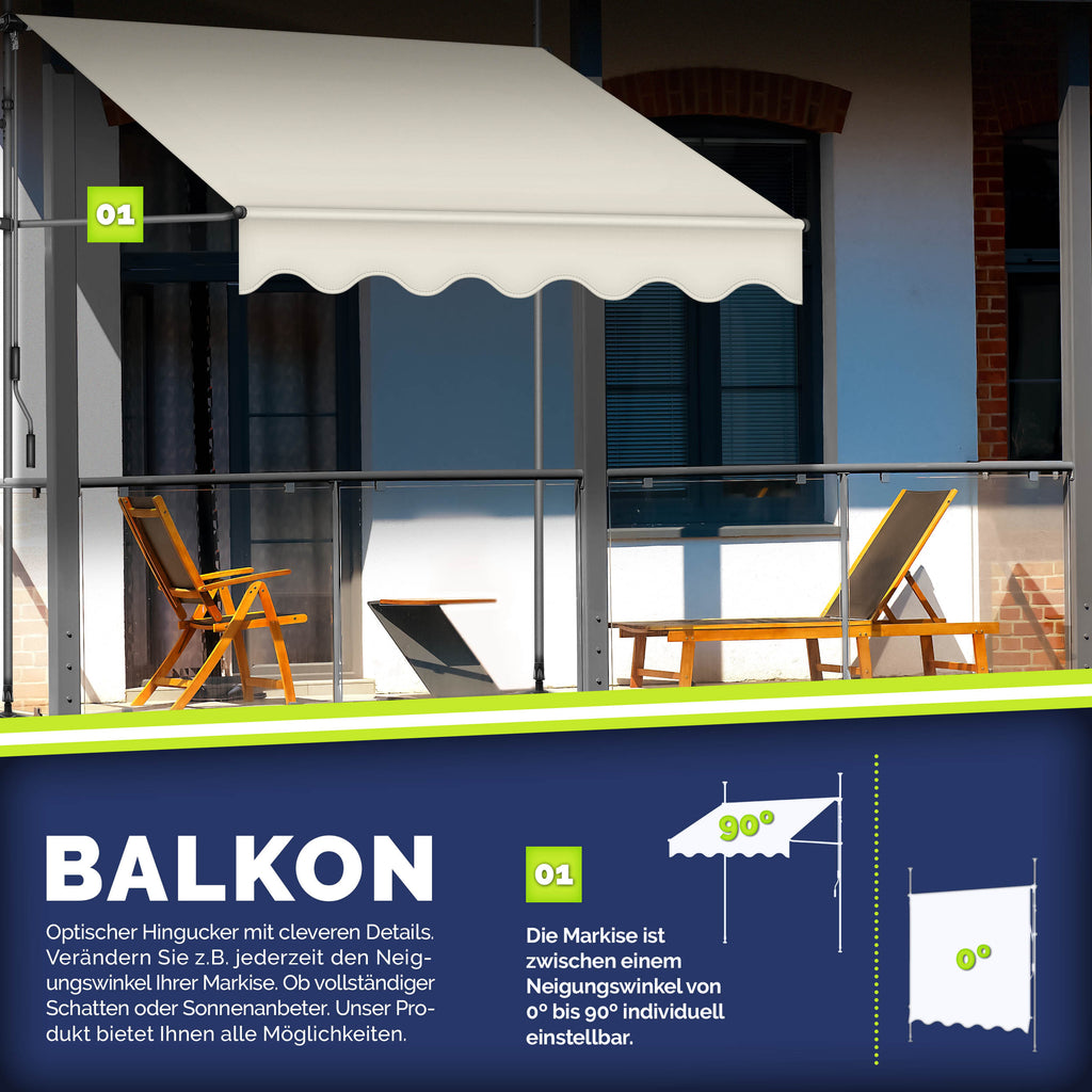 Balkonmarkise, Hellgrau für Garten und Balkon – Detailansicht 49