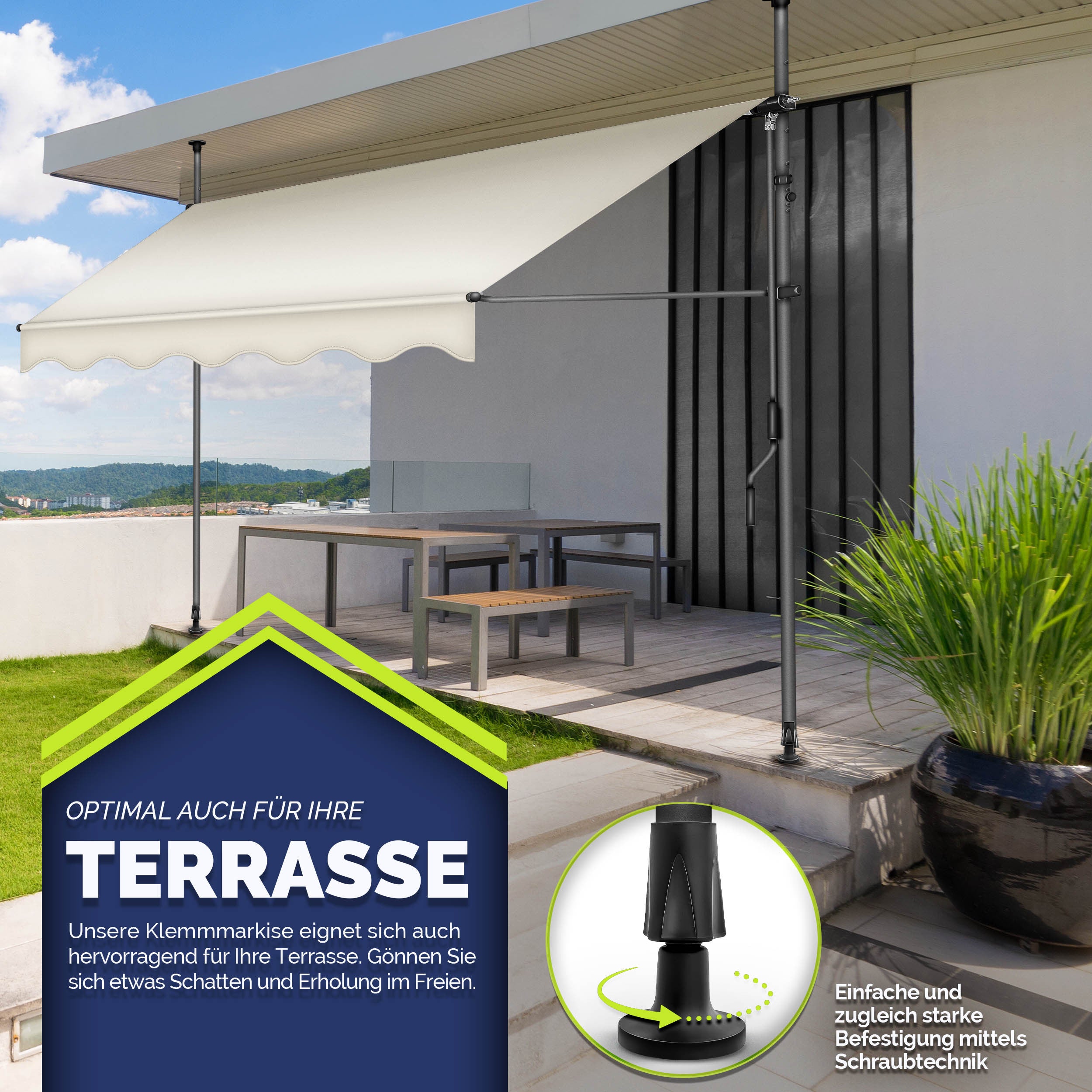 Balkonmarkise, Hellgrau für Garten und Balkon – Detailansicht 50