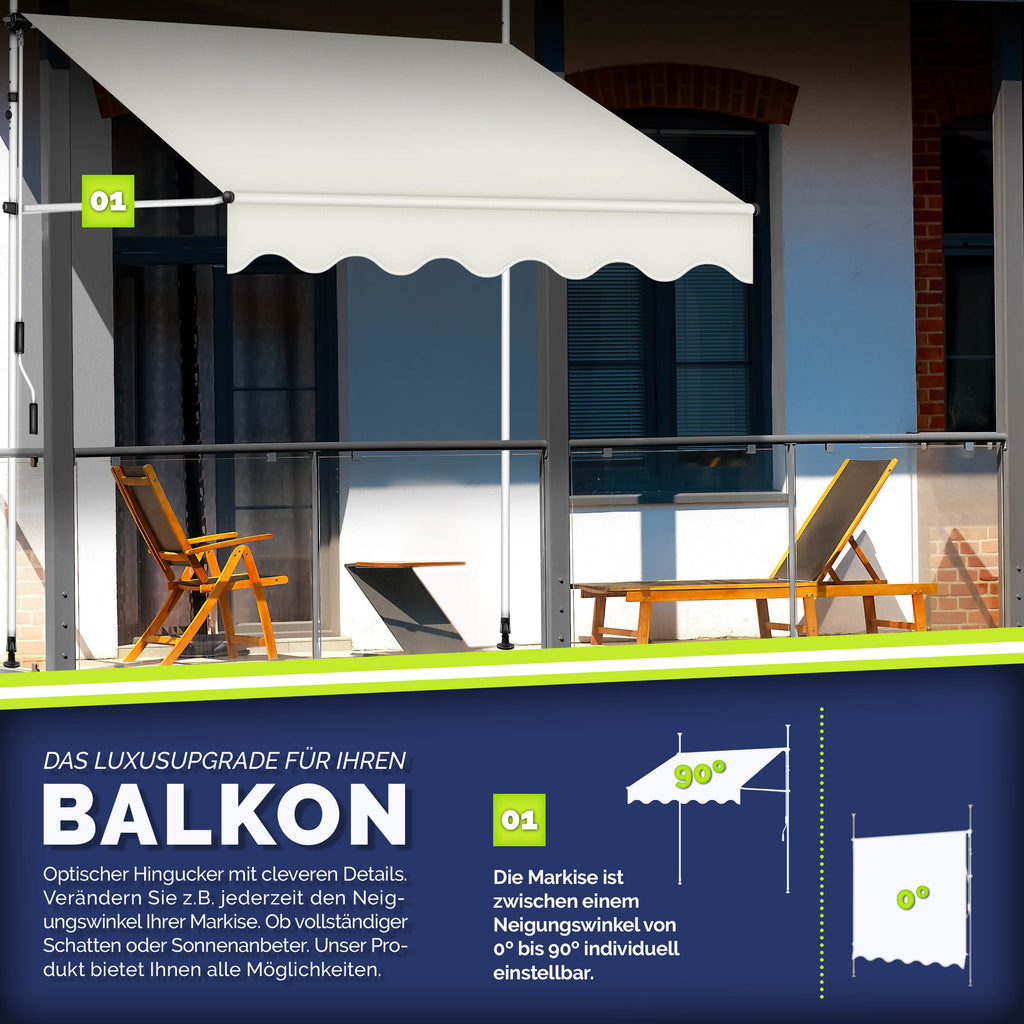 Balkonmarkise, Hellgrau für Garten und Balkon – Detailansicht 61