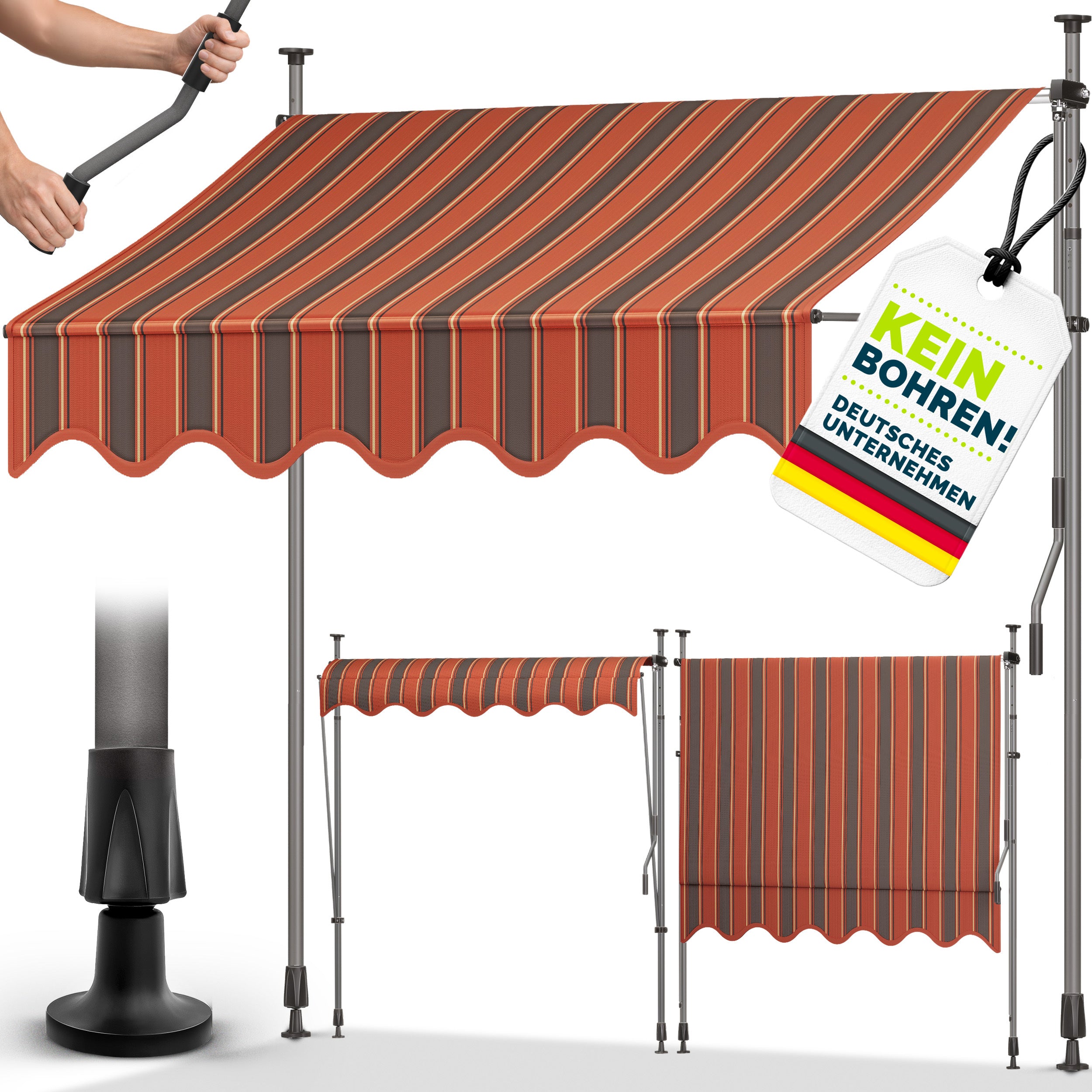 Balkonmarkise, Hellgrau für Garten und Balkon – Detailansicht 66