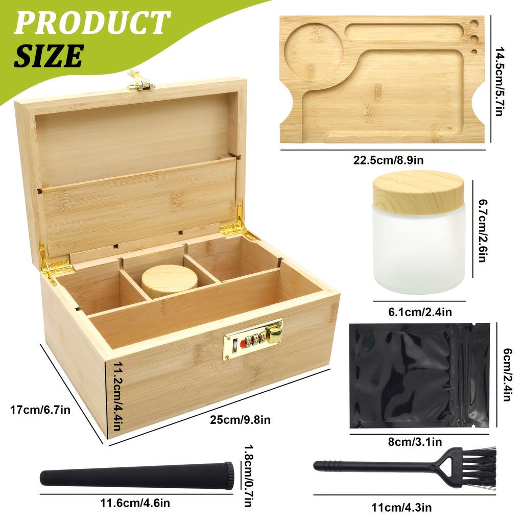 Bambus-Aufbewahrungsbox, Holz für Raucher und Alltag – Detailansicht 3