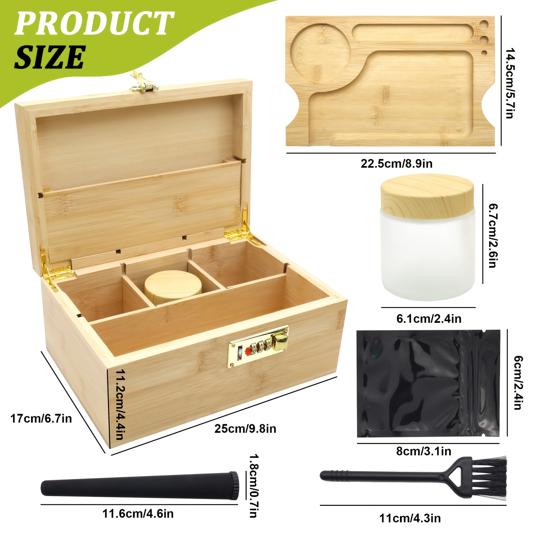 Bambus-Aufbewahrungsbox, Holz für Raucher und Alltag – Detailansicht 3