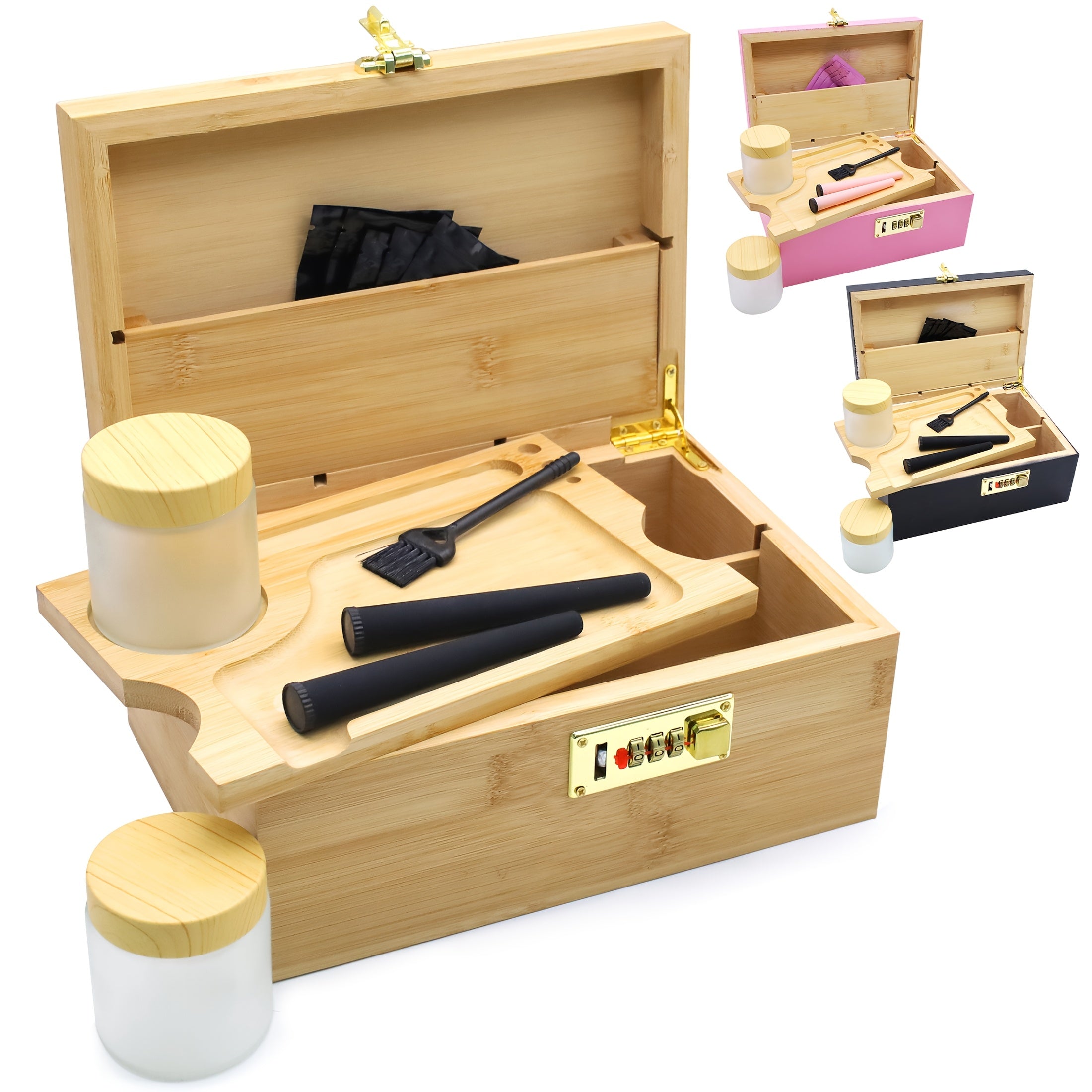 Bambus-Aufbewahrungsbox, Holz für Raucher und Alltag – Detailansicht 10