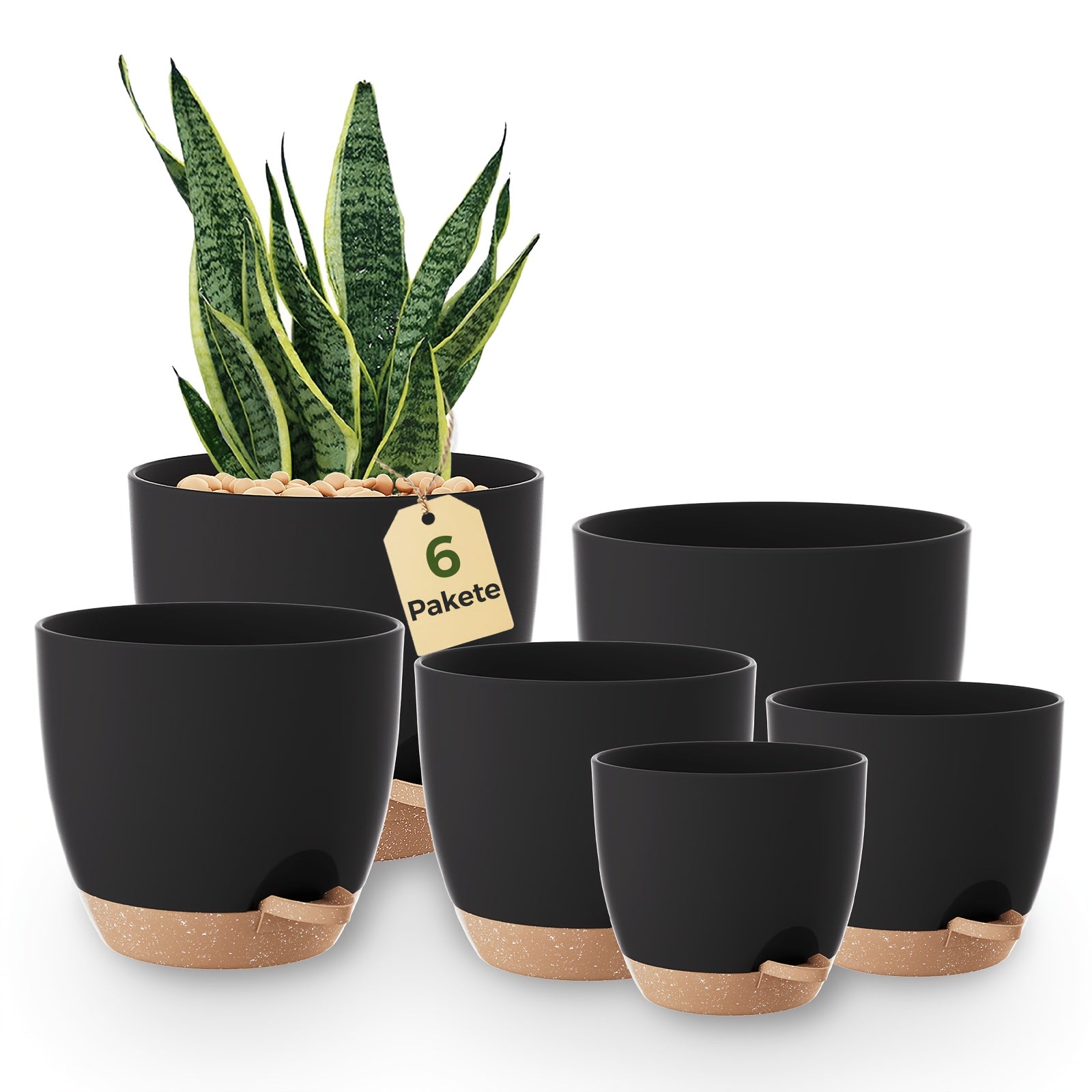 Bamworld Kunststoff-Blumentöpfe, 20,3 cm für Garten und Terrasse – Hauptansicht