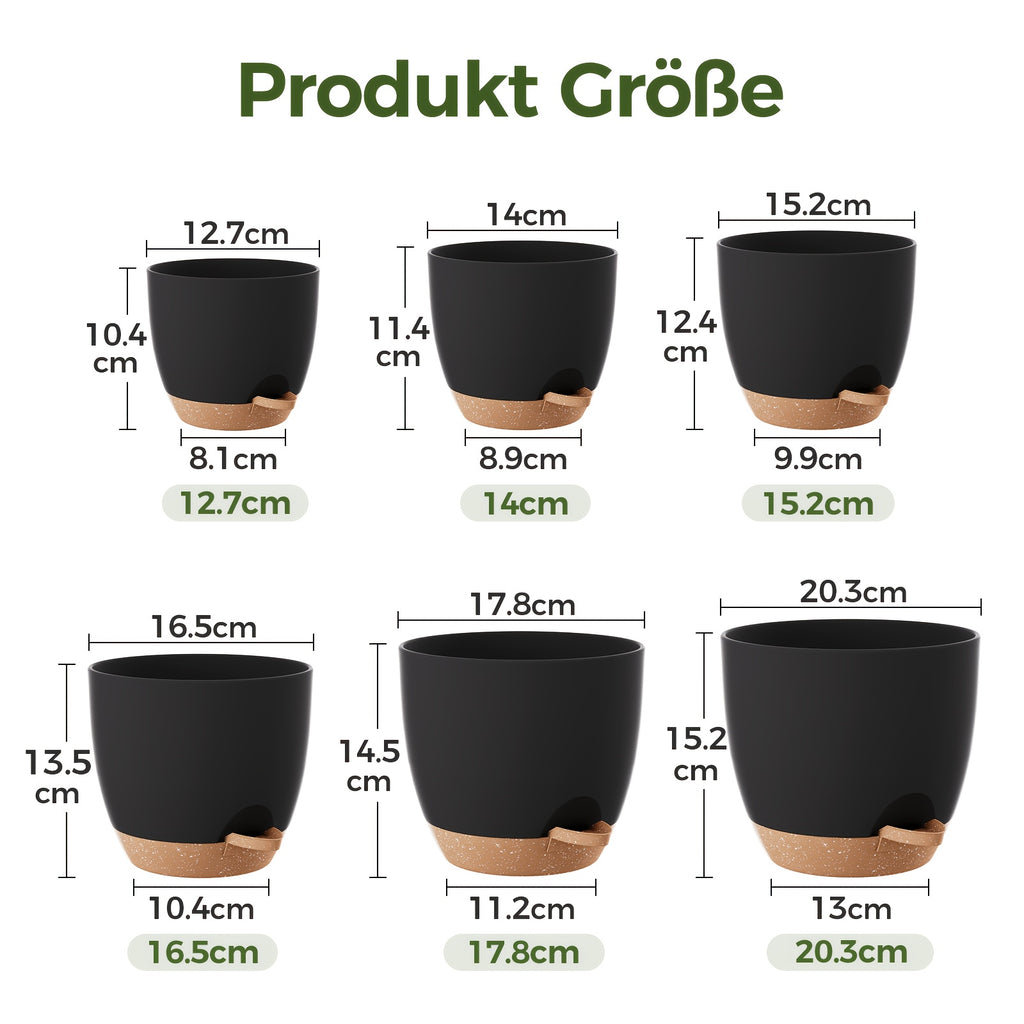 Bamworld Kunststoff-Blumentöpfe, 20,3 cm für Garten und Terrasse – Detailansicht 3