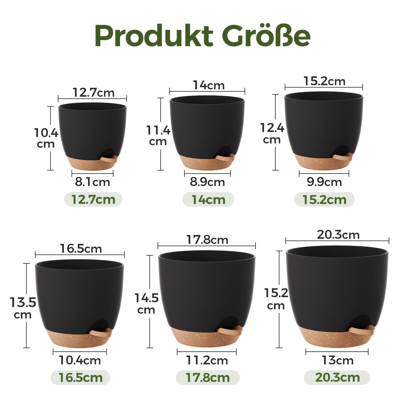 Bamworld Kunststoff-Blumentöpfe, 20,3 cm für Garten und Terrasse – Detailansicht 3