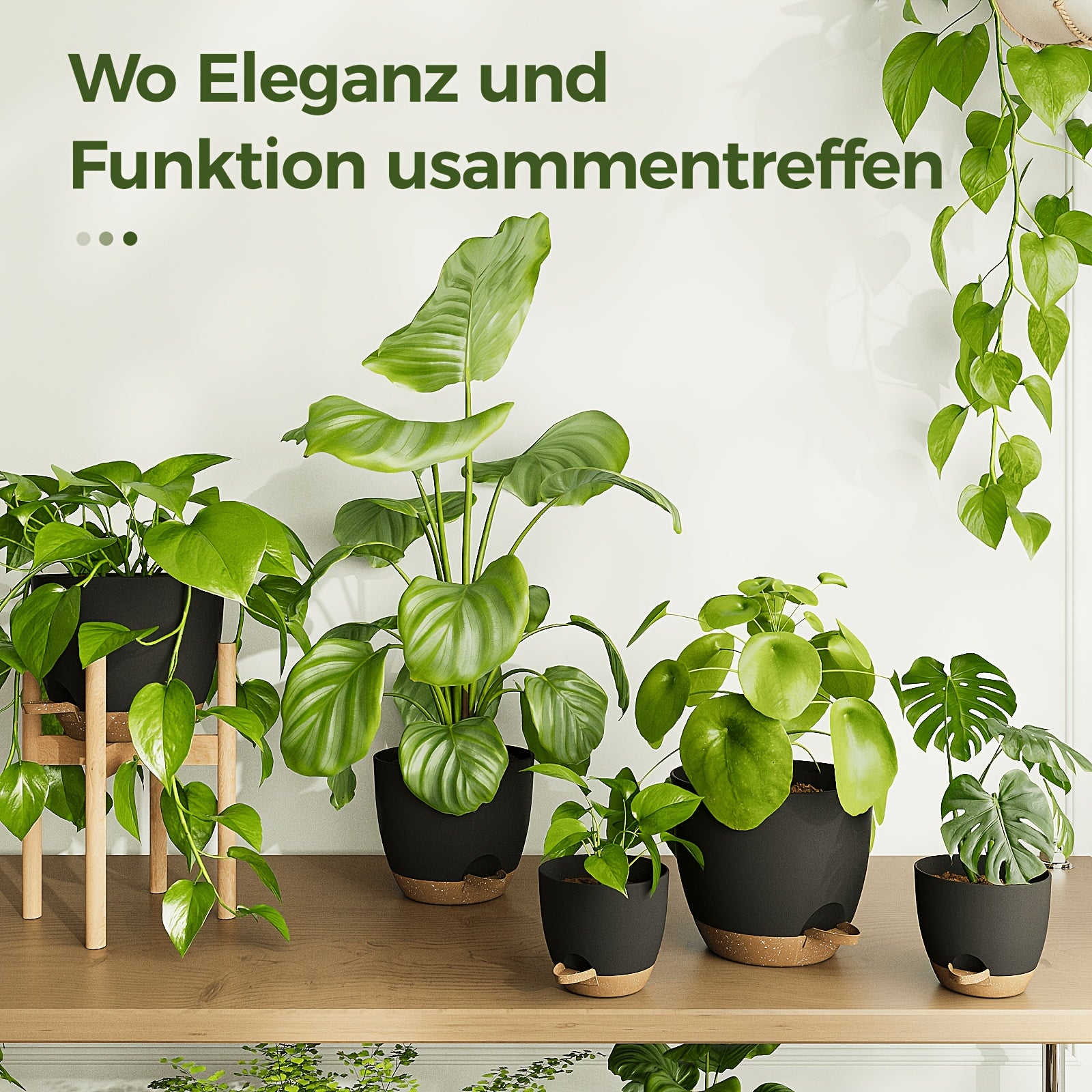 Bamworld Kunststoff-Blumentöpfe, 20,3 cm für Garten und Terrasse – Detailansicht 4