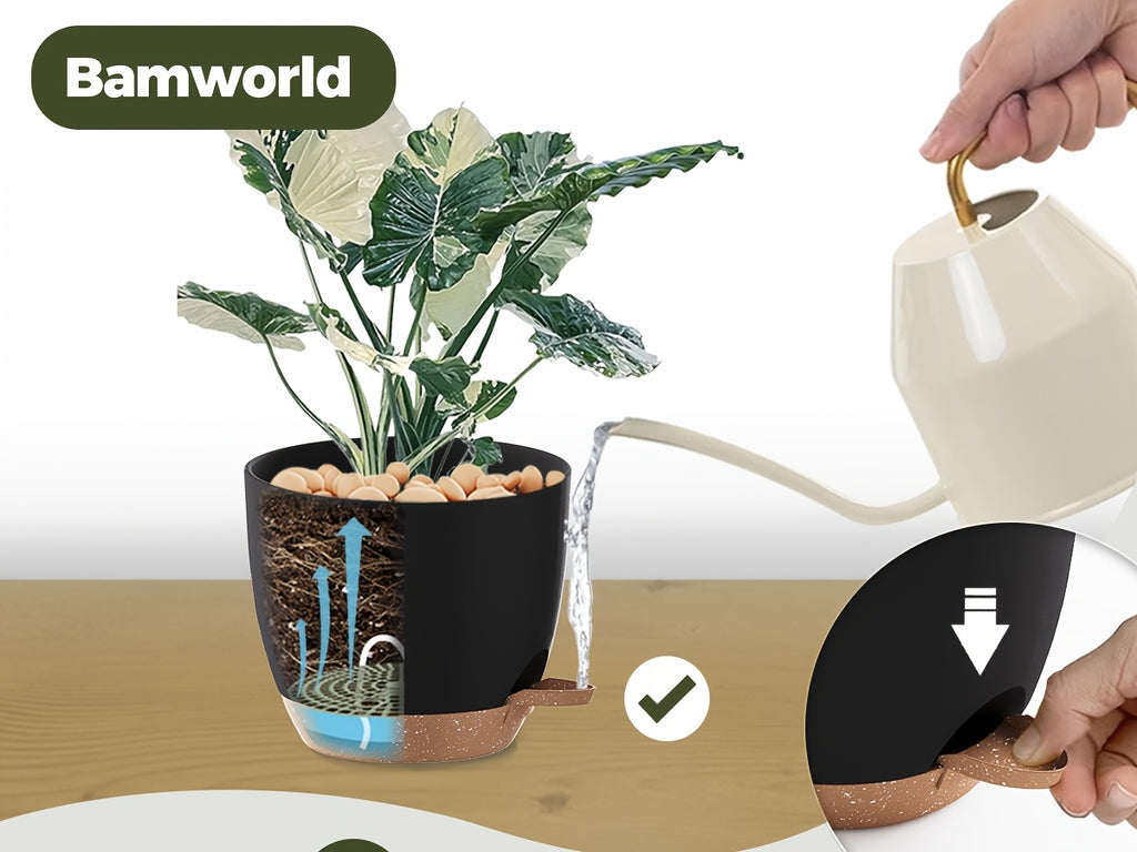 Bamworld Kunststoff-Blumentöpfe, 20,3 cm für Garten und Terrasse – Detailansicht 6