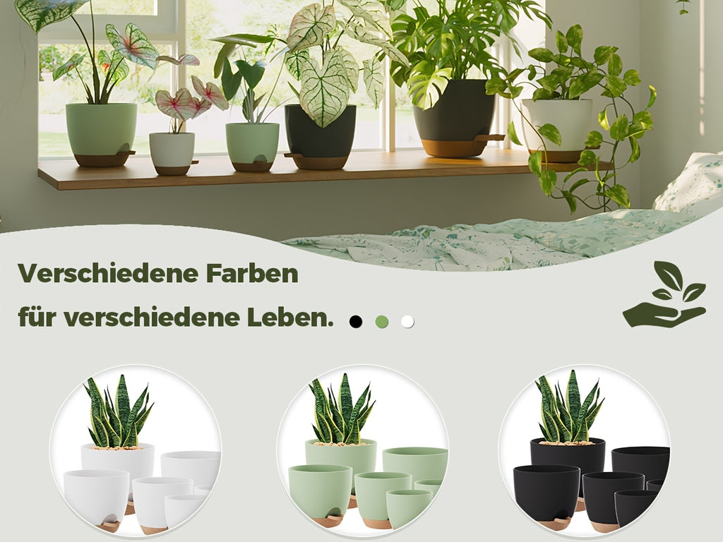 Bamworld Kunststoff-Blumentöpfe, 20,3 cm für Garten und Terrasse – Detailansicht 8