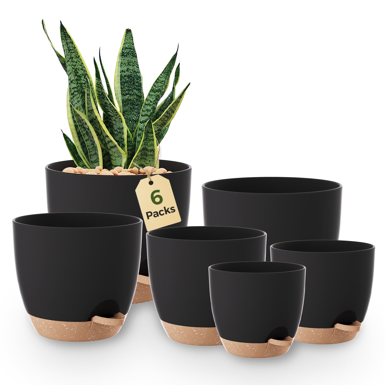 Bamworld Kunststoff-Blumentöpfe, 20,3 cm für Garten und Terrasse – Detailansicht 11