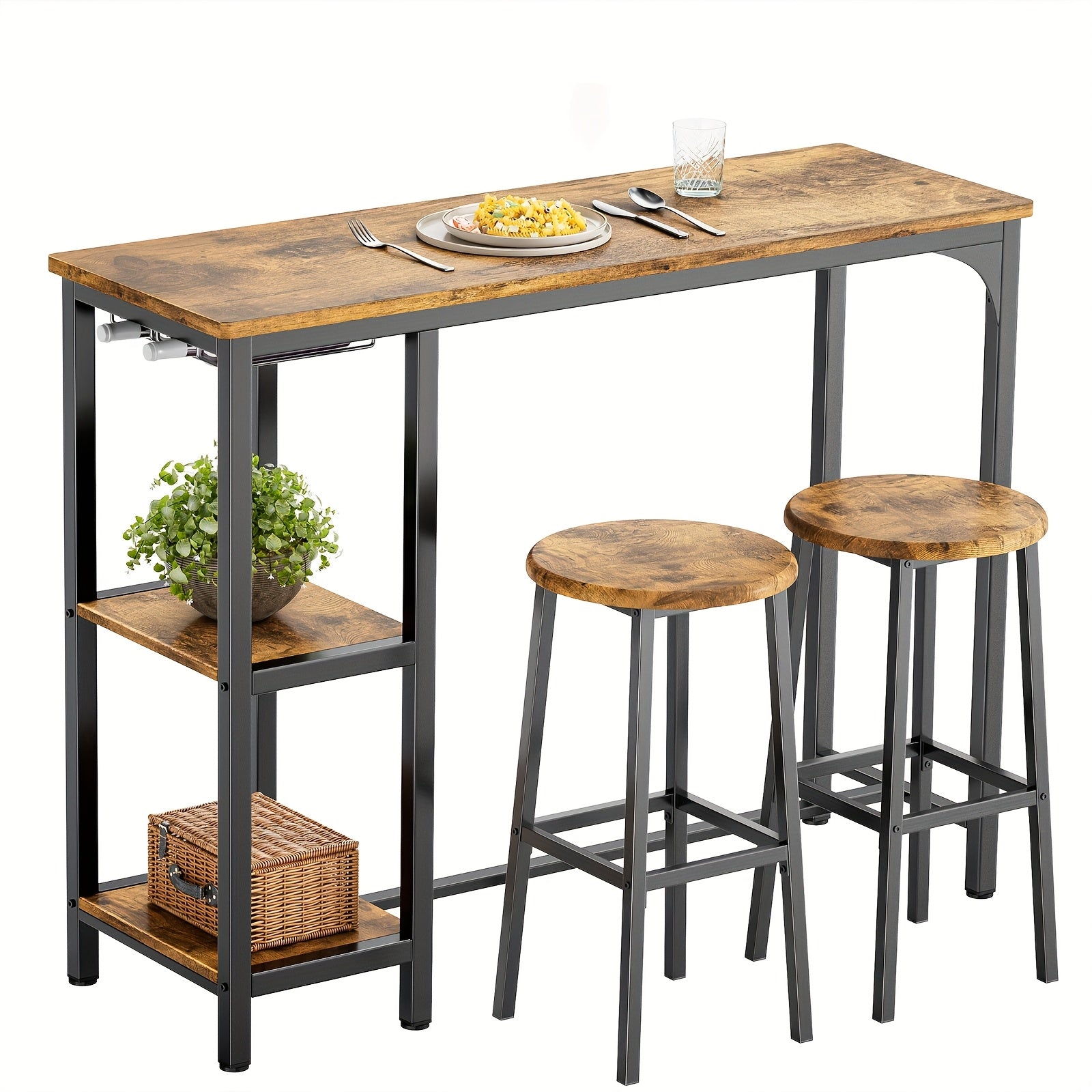 Barhocker, Retro-Braun für Wohnbereich und Alltag – Detailansicht 4