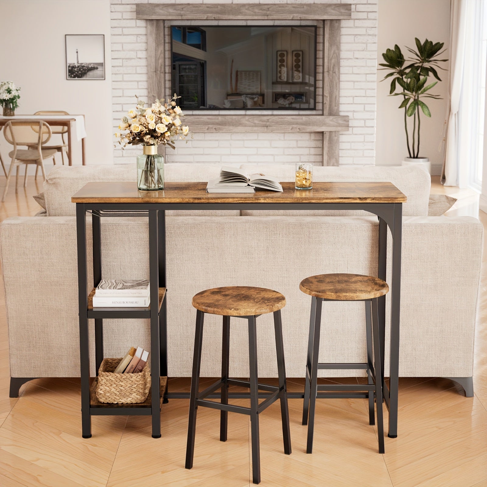 Barhocker, Retro-Braun für Wohnbereich und Alltag – Detailansicht 8
