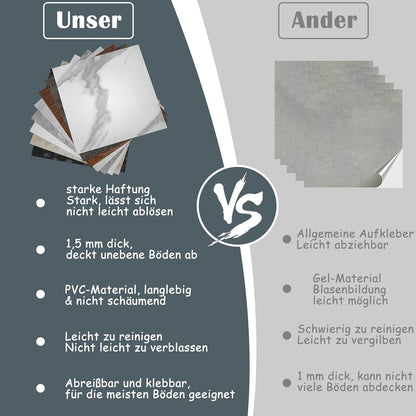 27/54 Stück, selbstklebende Vinylbodenfliesen, 30x30cm, zuschneidbar, für Wohnzimmer/Schlafzimmer/Küchenrenovierung, optionales Laminat-Bodenoptik, PVC-Bodenfliesen